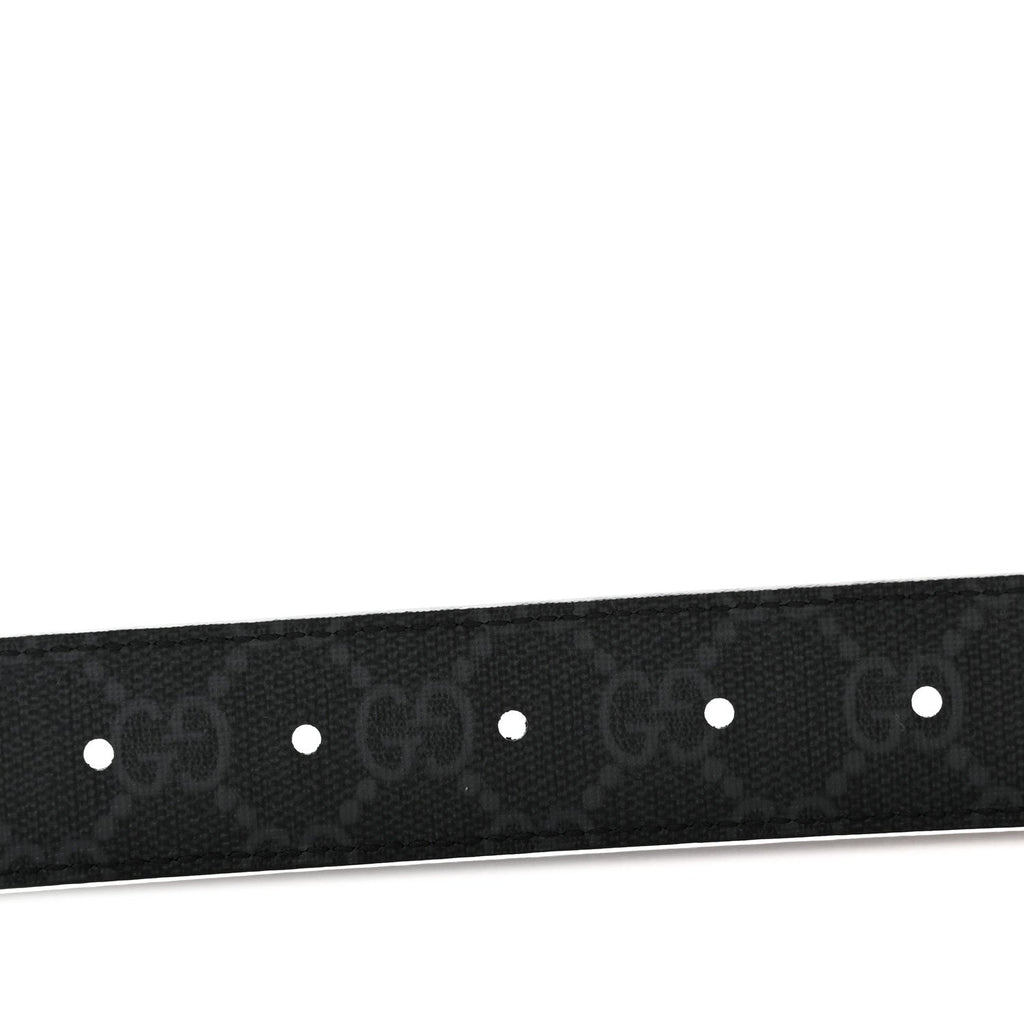 GG Supreme Monogram Plutone Calfskin Palladium Double G Reversible 30mm Belt 70 28 Black