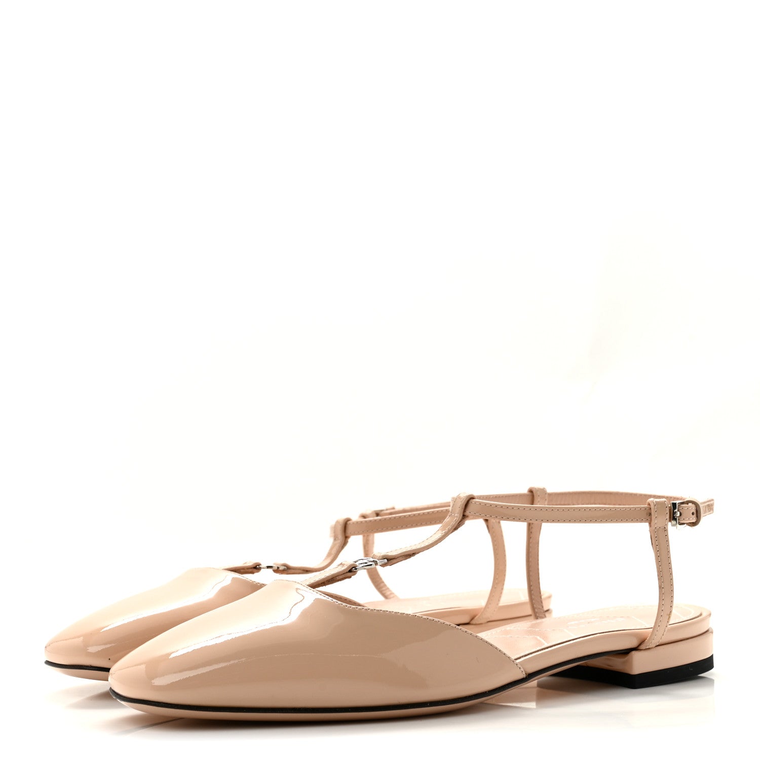 Patent Charlotte Petite GG Slingback Flats 36.5 Beige
