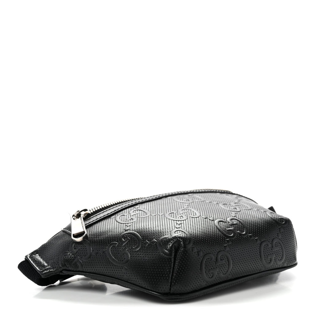Calfskin GG Tennis Embossed Belt Bag Black