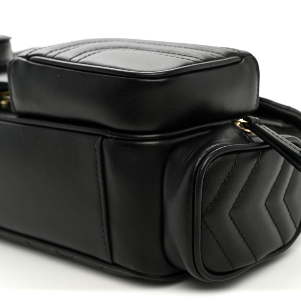 Calfskin Matelasse Small GG Marmont Multi Pocket Shoulder Bag Black