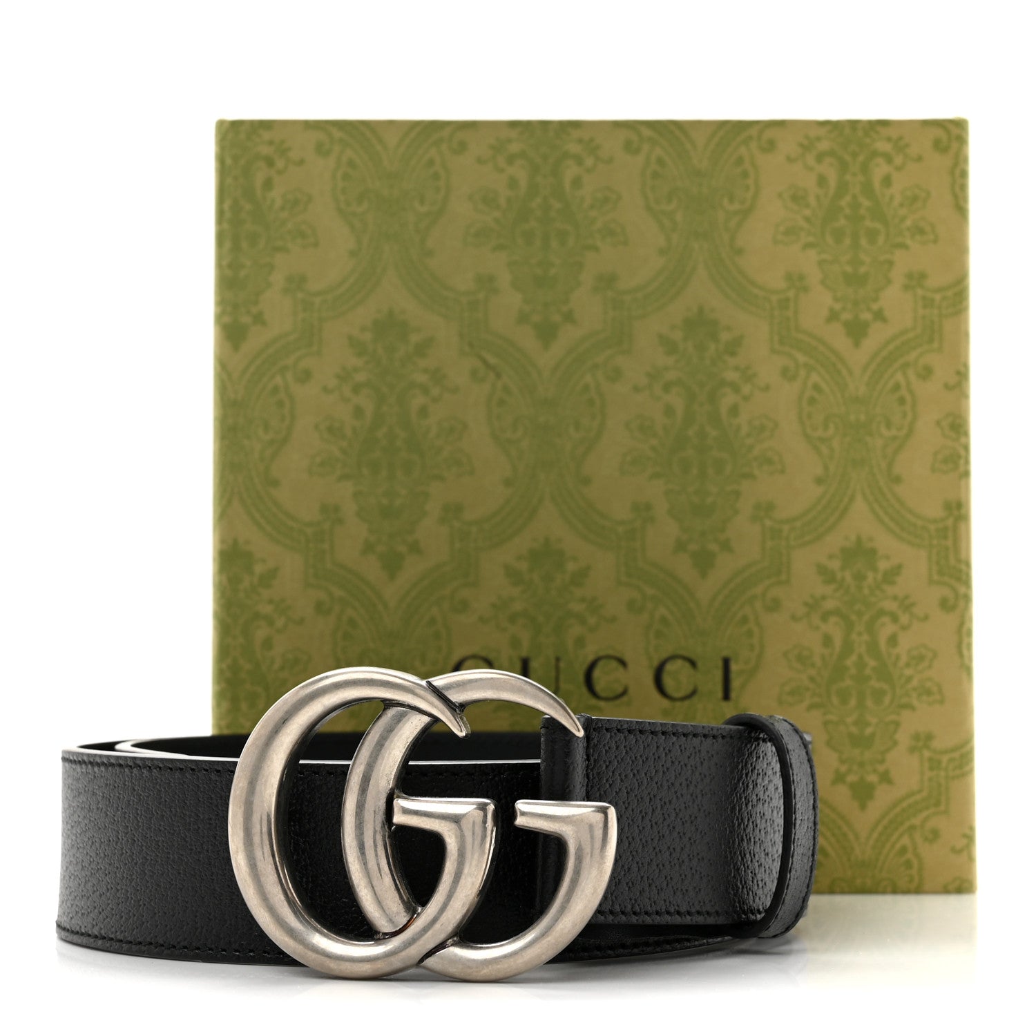 Textured Dollar Calfskin Nickel Double G 40mm Belt 85 34 Black