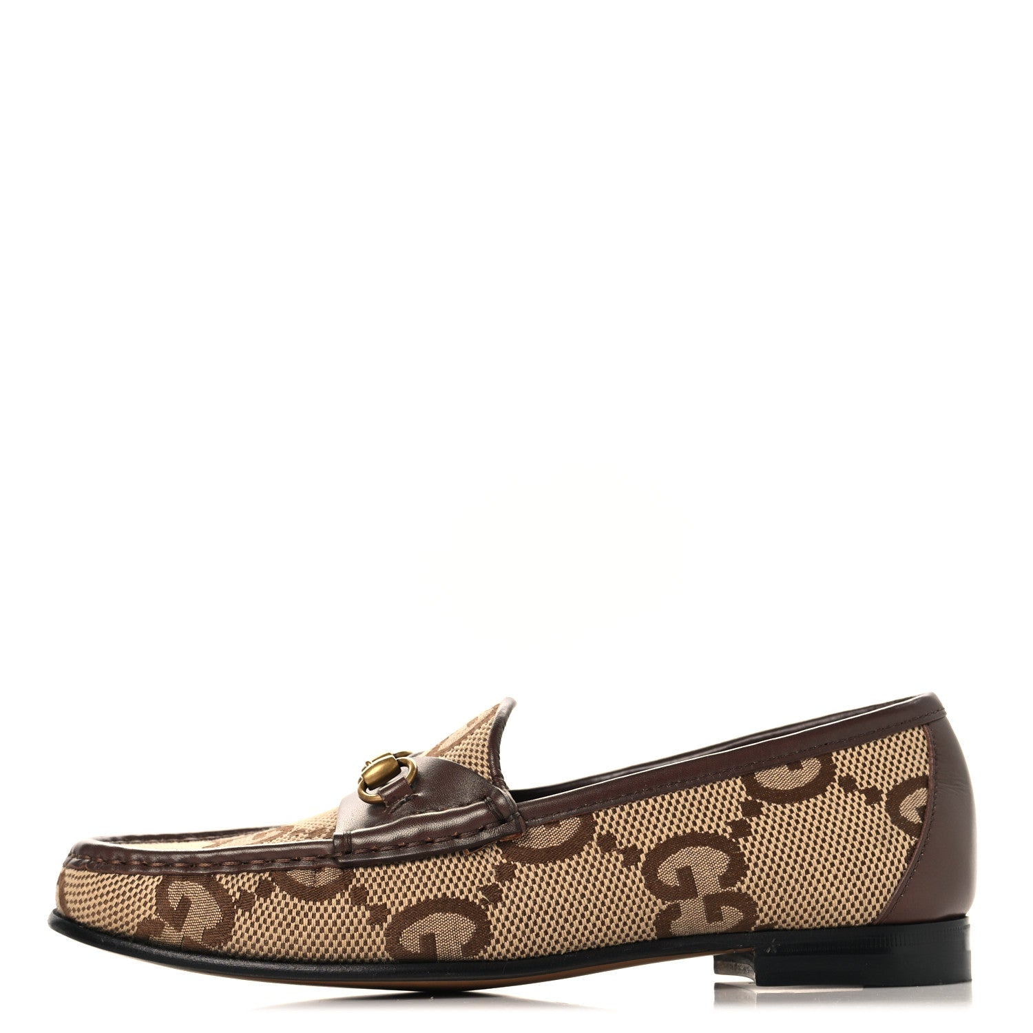 Monogram Jumbo GG Malaga Kid Horsebit Womens Jordaan Loafers 36.5 Camel Ebony New Acero Beige
