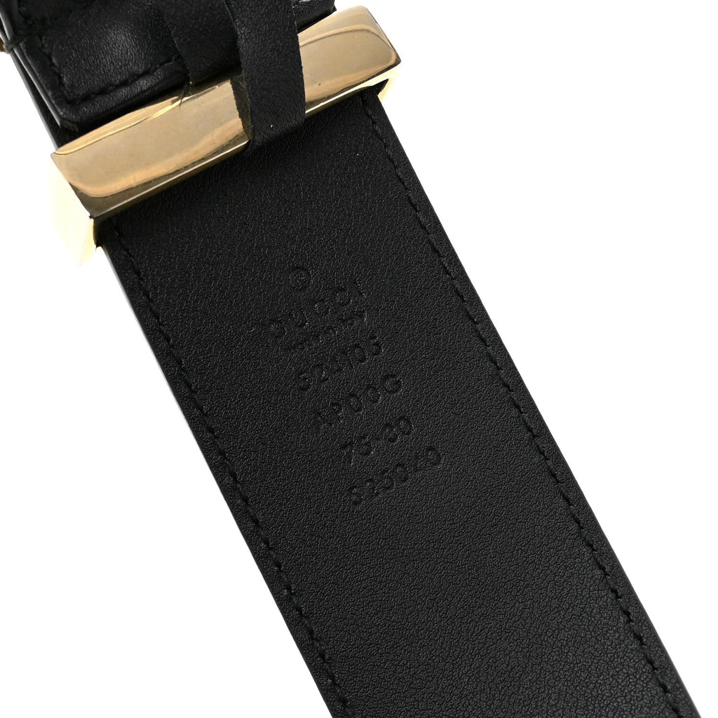 Moon Calfskin Torchon Double G 25mm Belt 75 30 Black