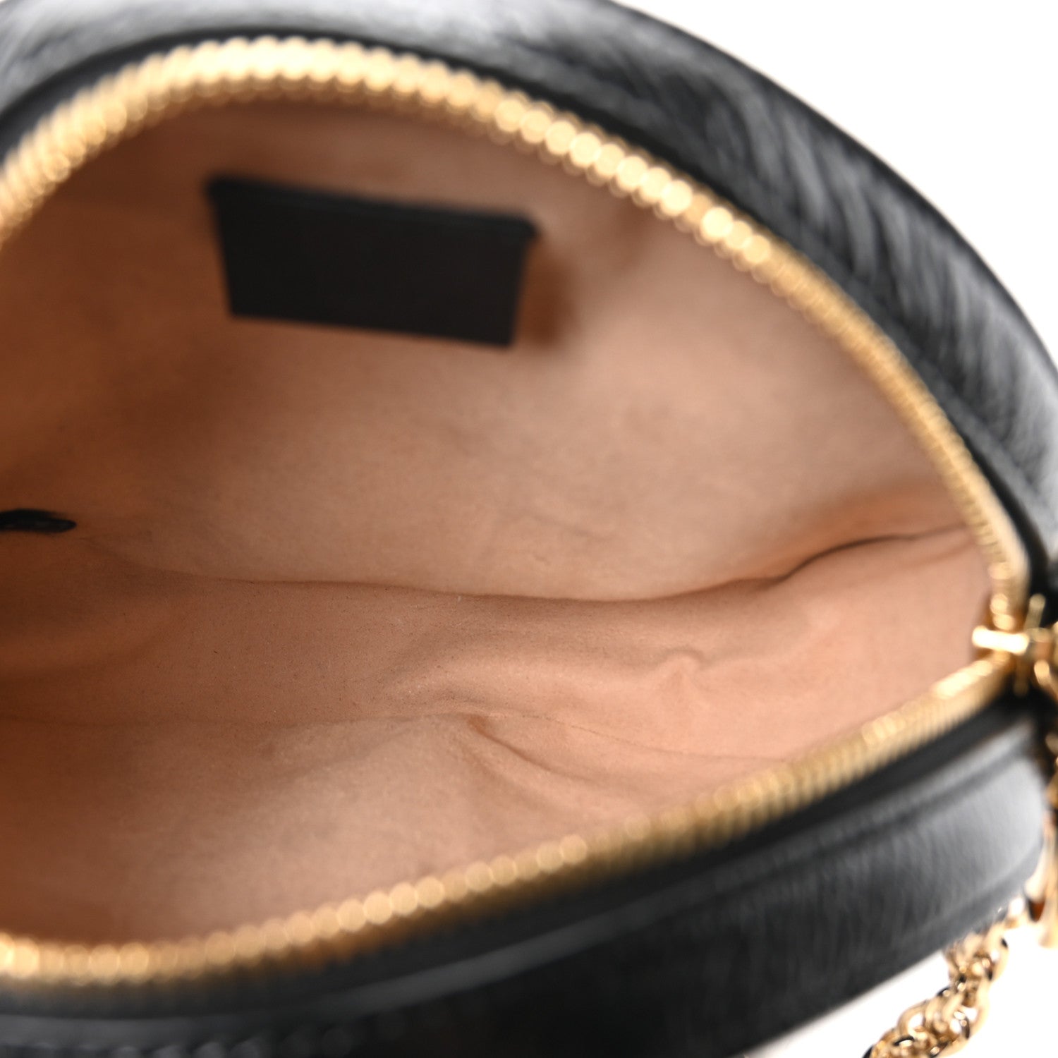 Suede Patent Web Mini Ophidia Round Shoulder Bag Black