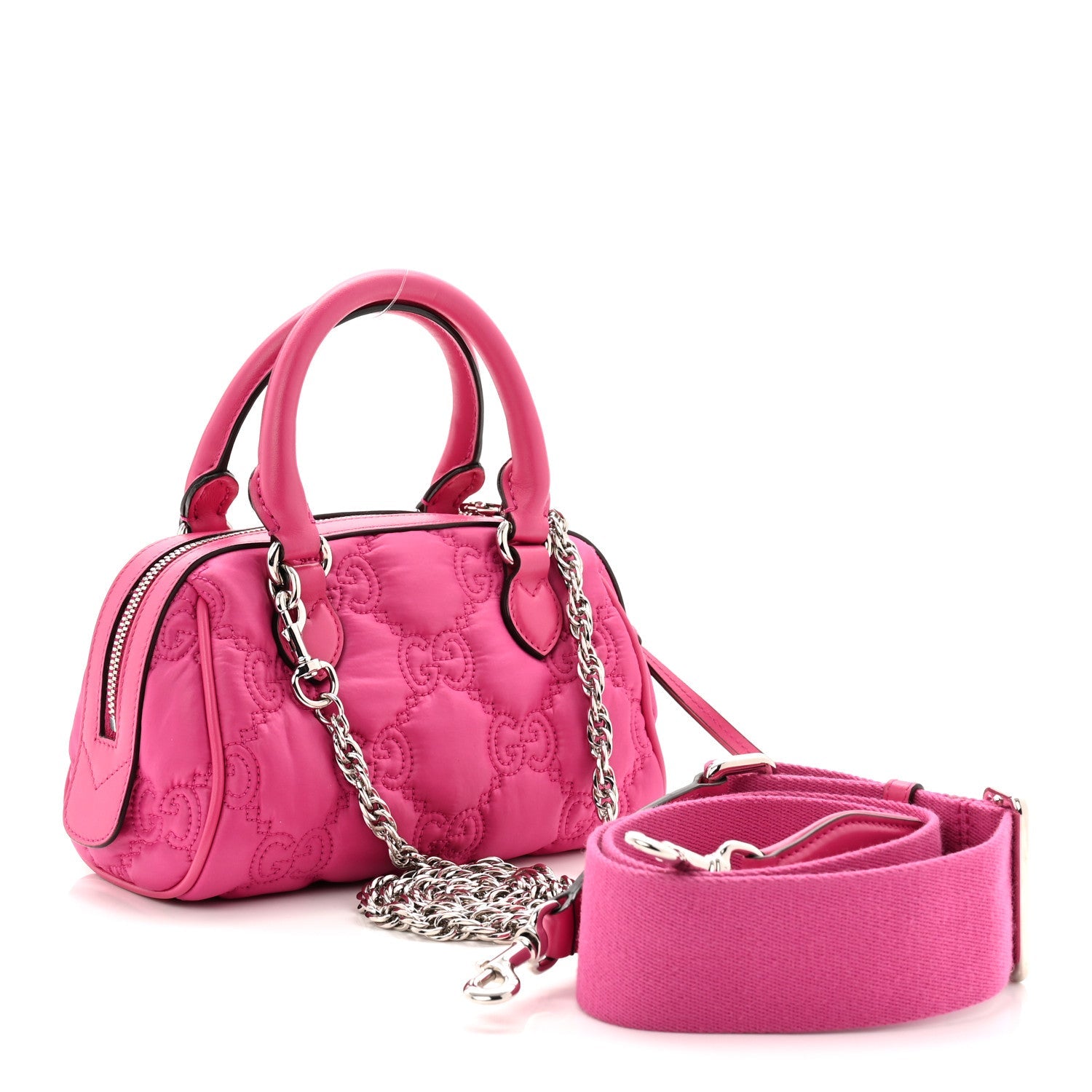 Nylon Calfskin Enamel GG Matelasse Mini Bowler Bag Lovely