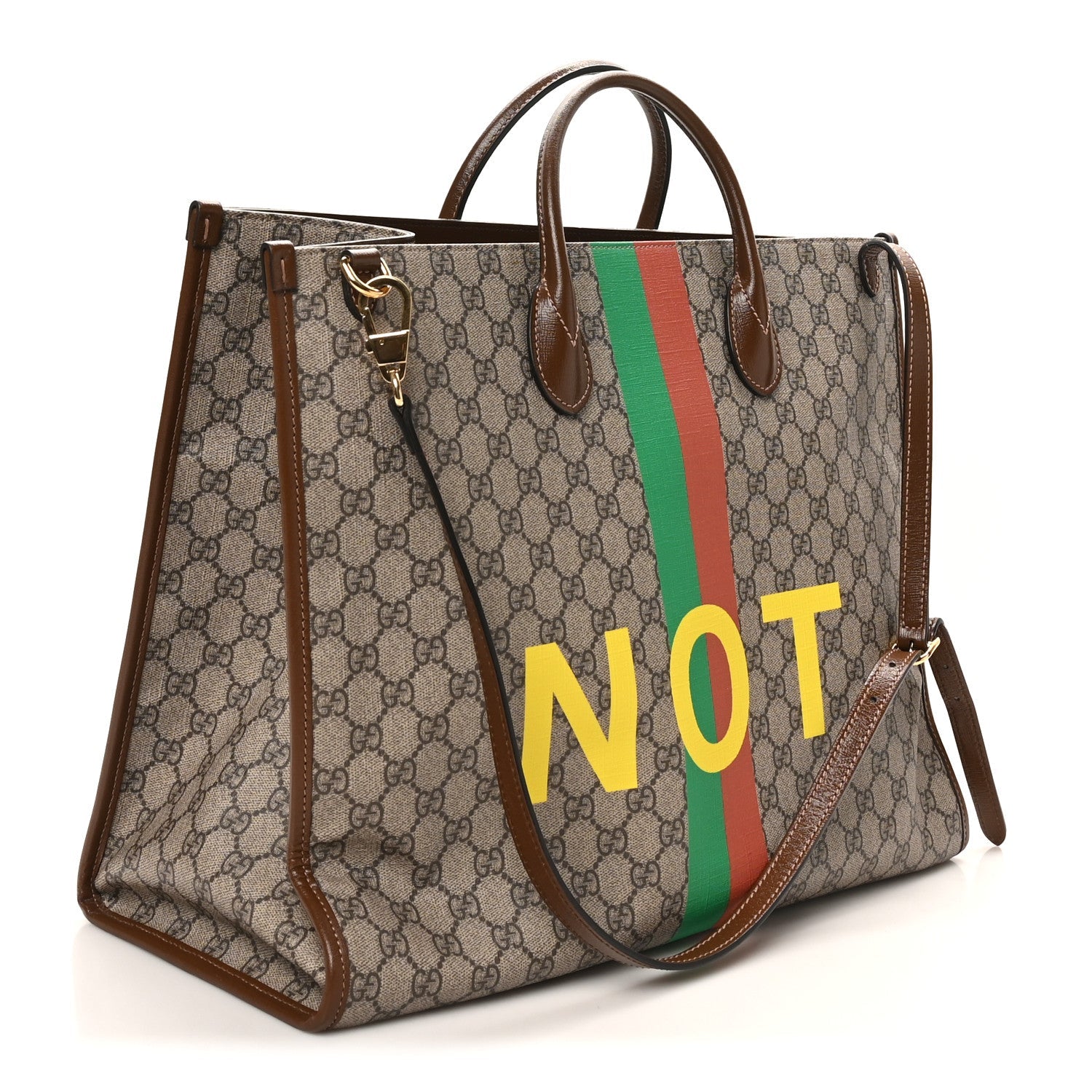 GG Supreme Monogram Fake/Not Large Retro Interlocking G Tote Bag Beige Brown Sugar