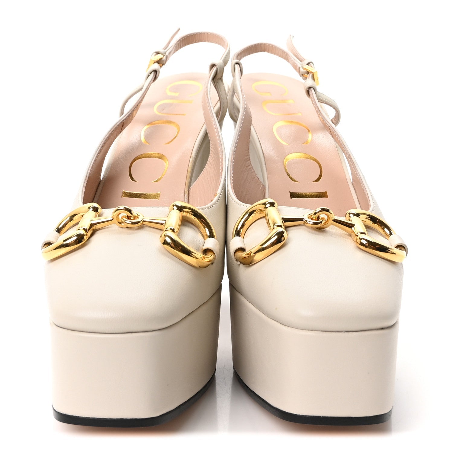 Nappa Horsebit Platform 35/120mm Slingback Pumps 36 New Mystic White
