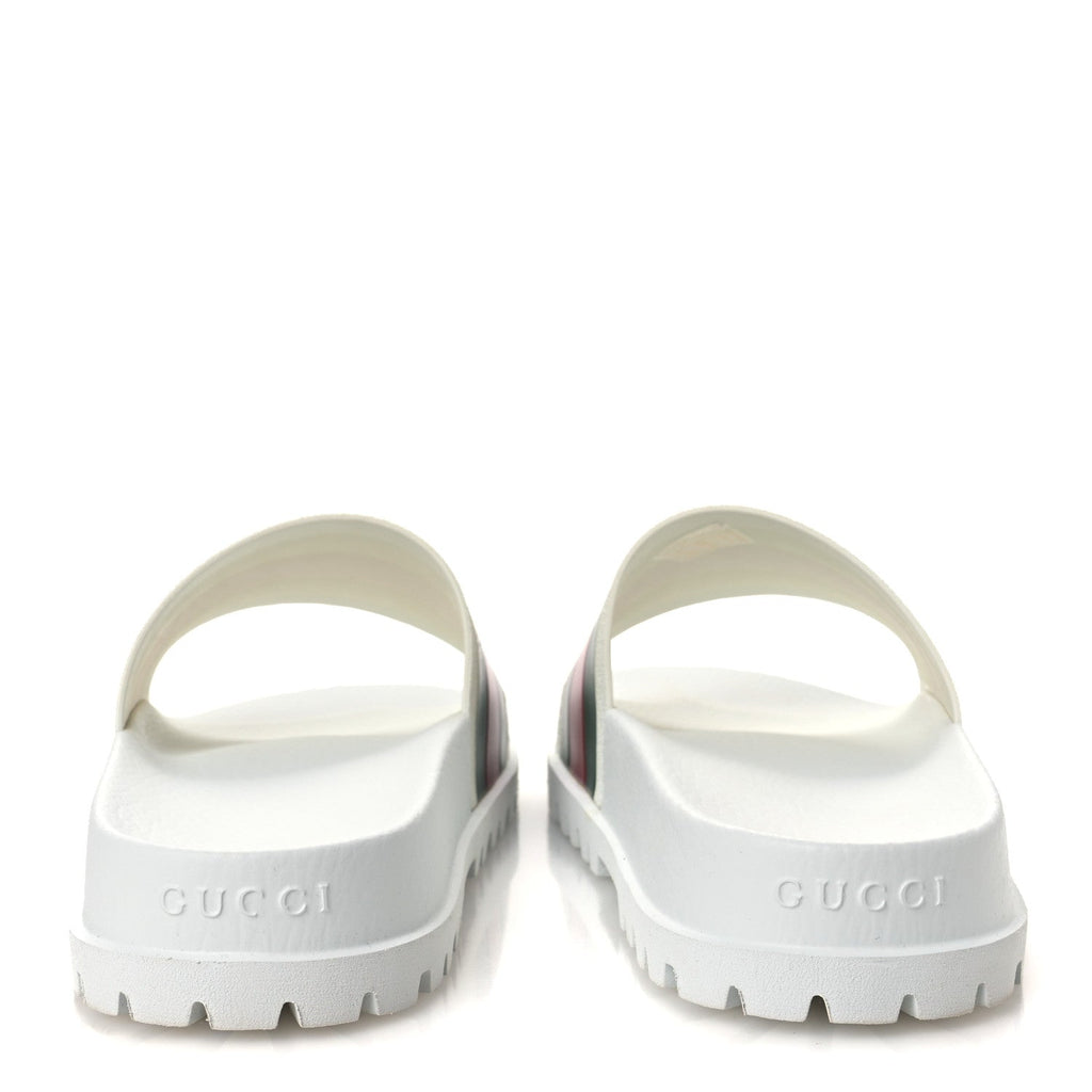 Rubber Web Mens Lug Sole Slide Sandals Great 10 White Green Red