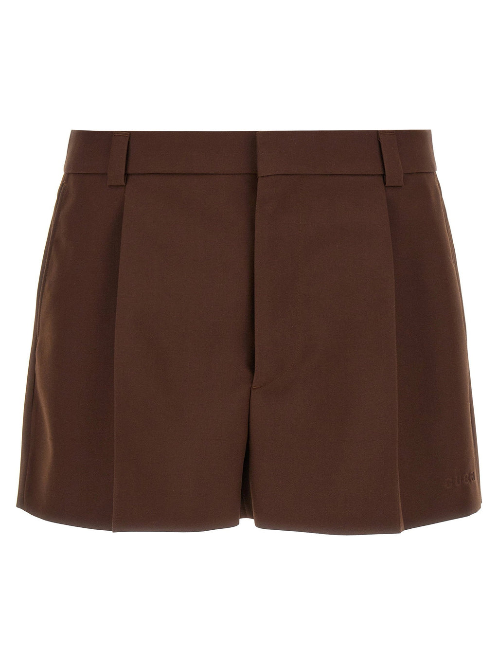 Gucci Wool Twill Shorts — Brown