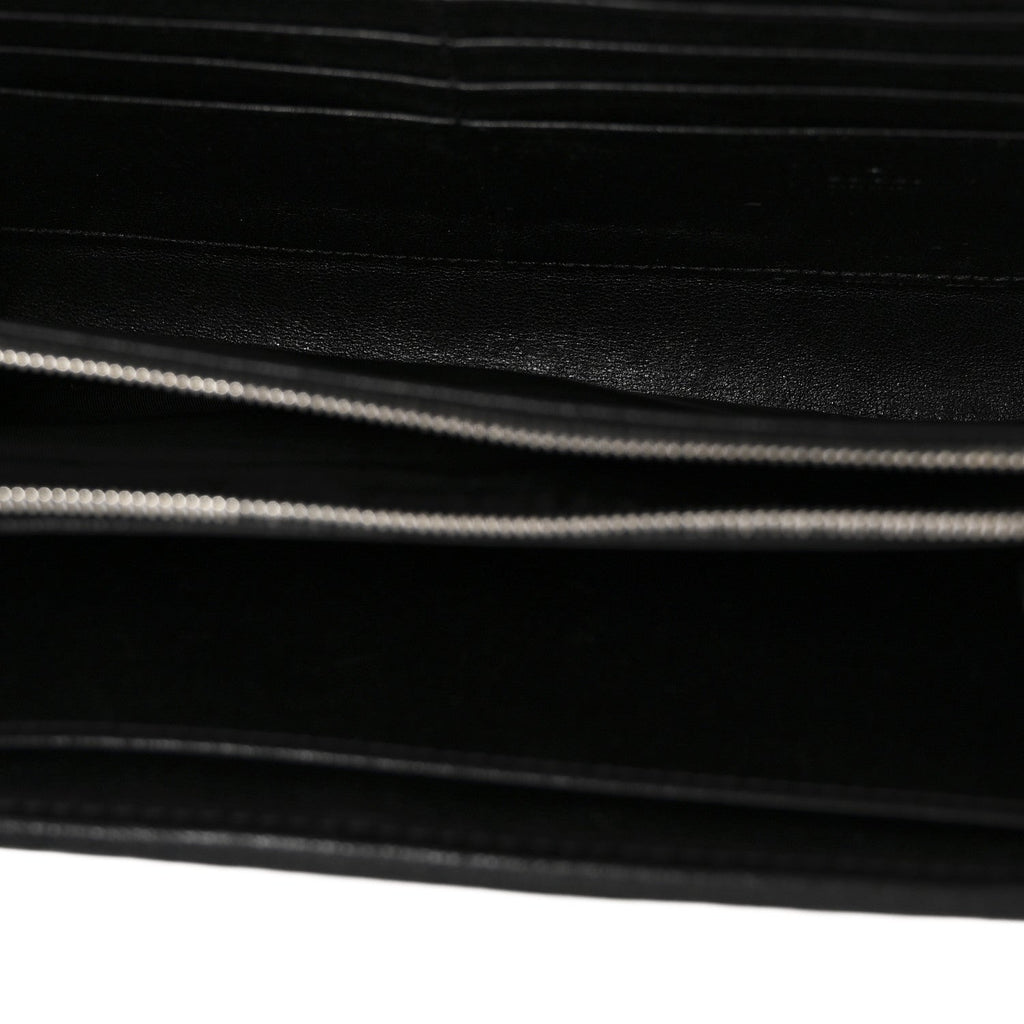 Sakai Be Green Calfskin Diagonal Stitched Blondie Wallet on Chain Black