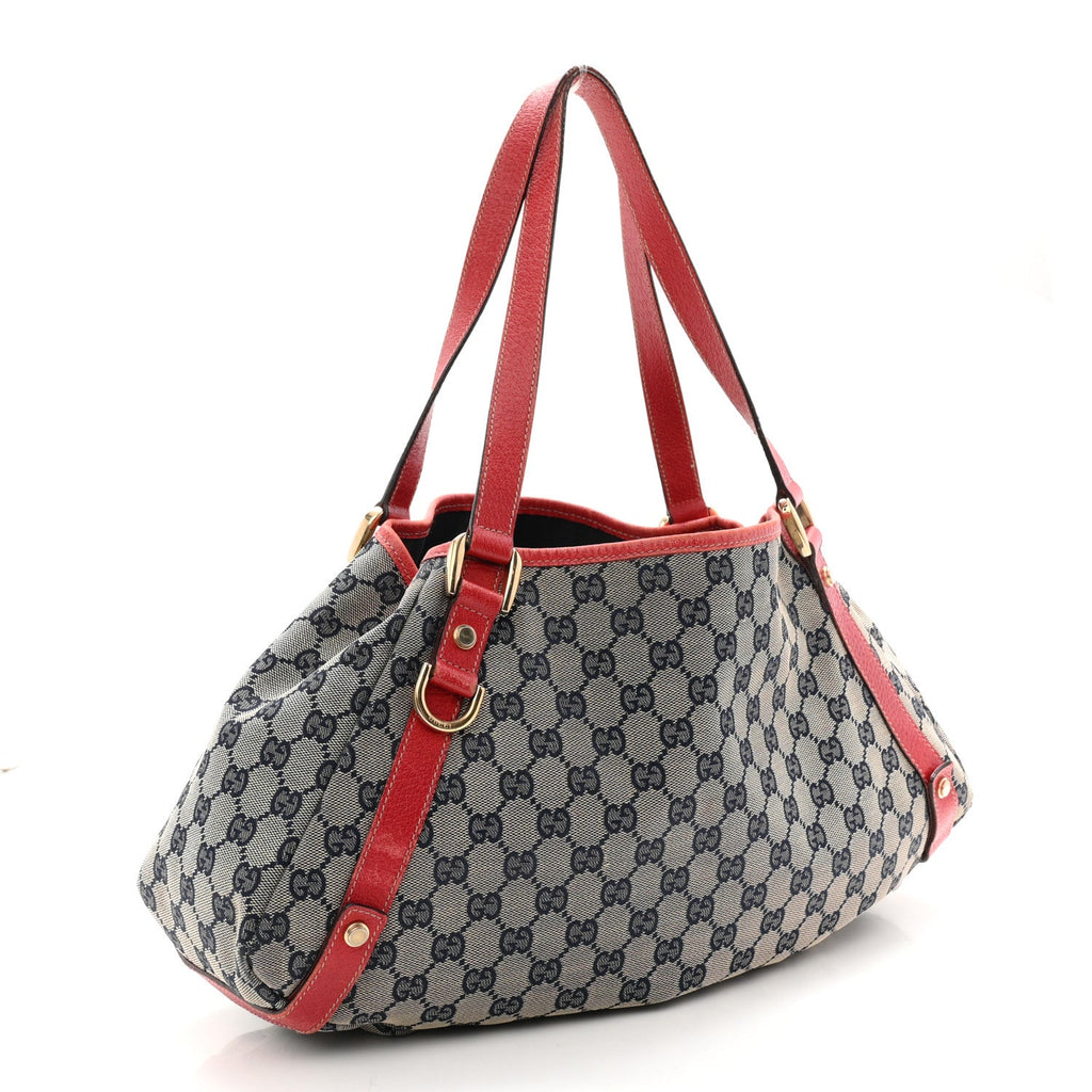 Monogram Medium Abbey Shoulder Bag Navy Red