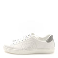Calfskin Interlocking G Perforated Mens Ace Sneakers 8 White Grey Sky