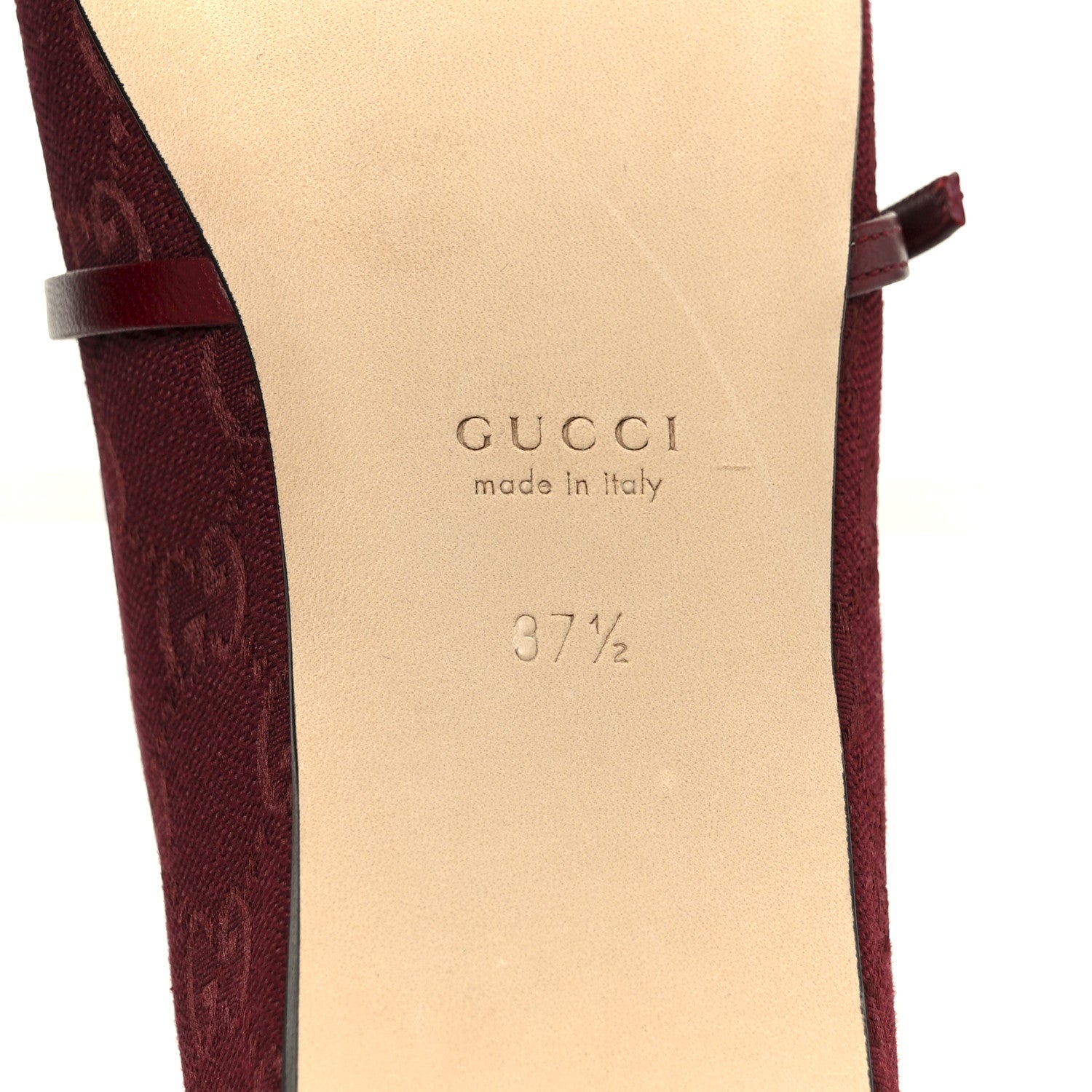 GG Monogram Horsebit Ballet Flats 37.5 Rosso Ancora
