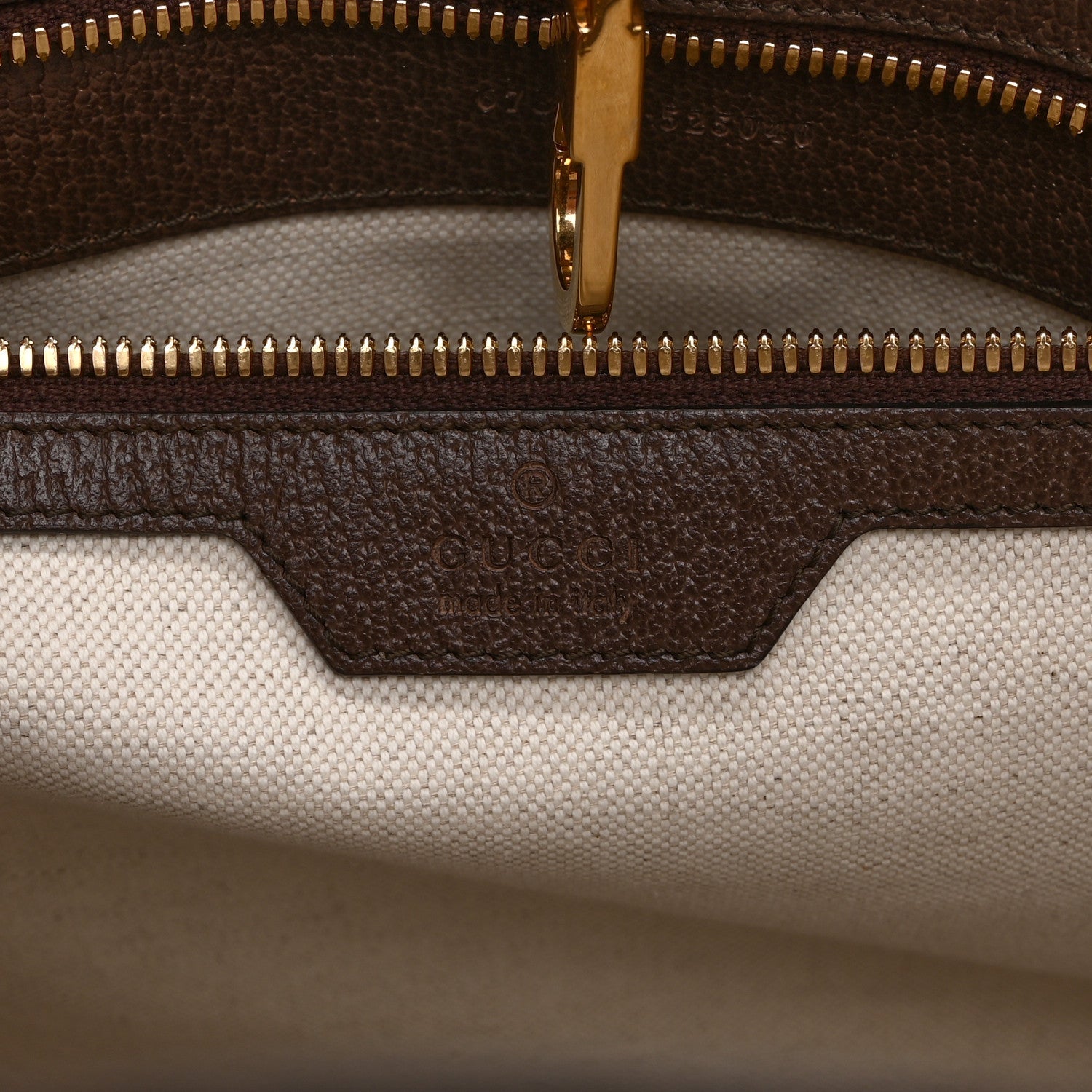 Monogram Jumbo GG Textured Dollar Calfskin Web Tote Bag Camel Ebony New Acero