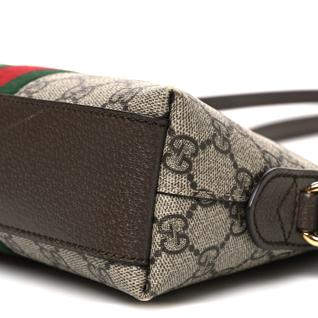 GG Supreme Monogram Textured Dollar Calfskin Web Small Ophidia Dome Shoulder Bag Beige Ebony New Acero