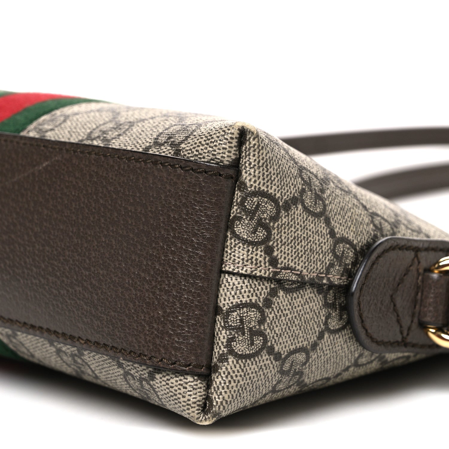 GG Supreme Monogram Textured Dollar Calfskin Web Small Ophidia Dome Shoulder Bag Beige Ebony New Acero