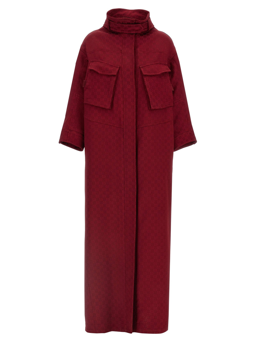 Gucci GG Jacquard Coat — Burgundy