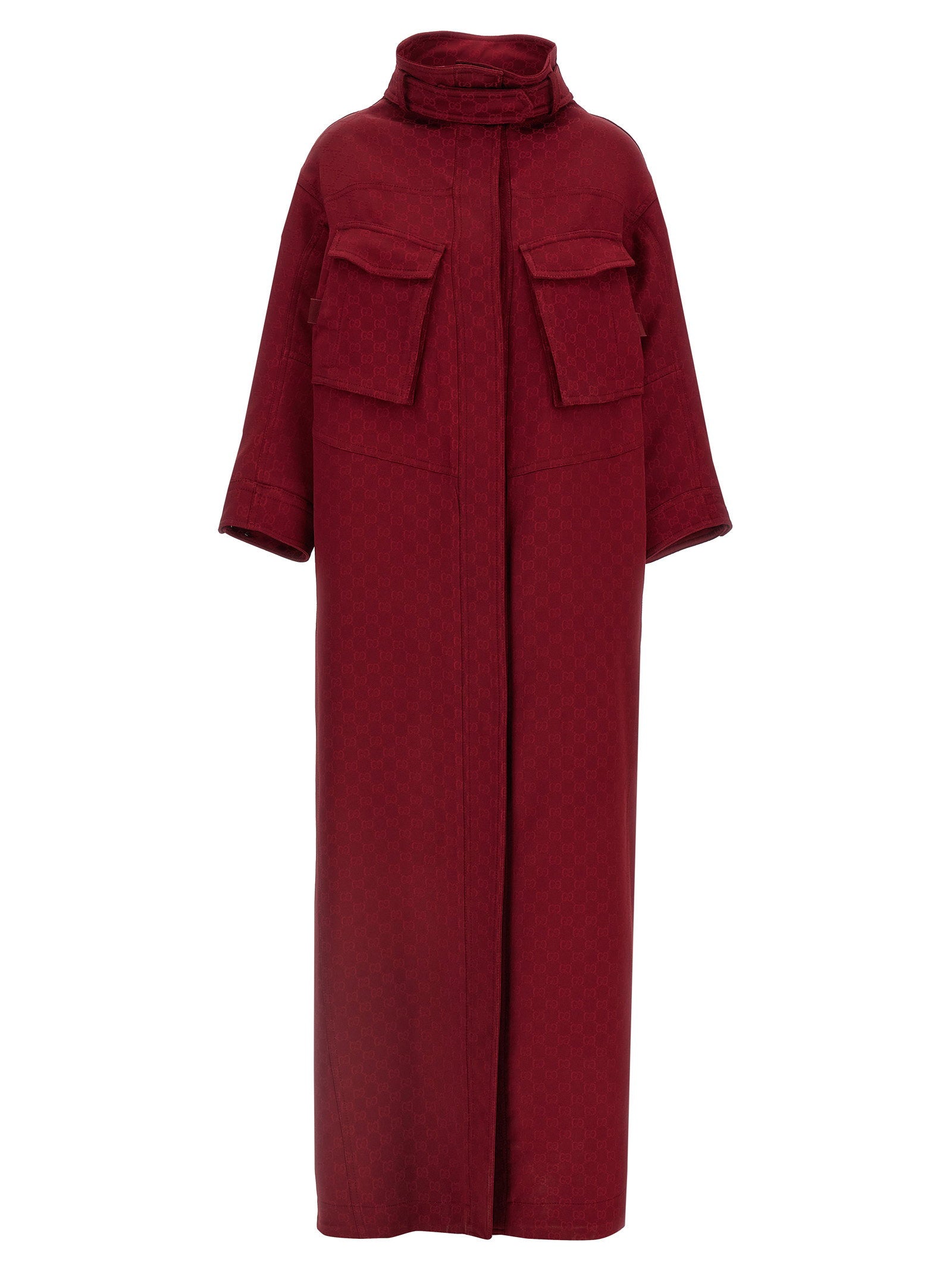 Gucci GG Jacquard Coat — Burgundy