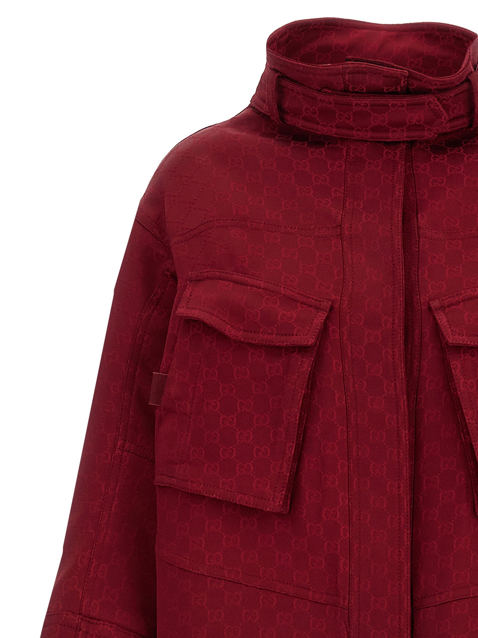 Gucci GG Jacquard Coat — Burgundy