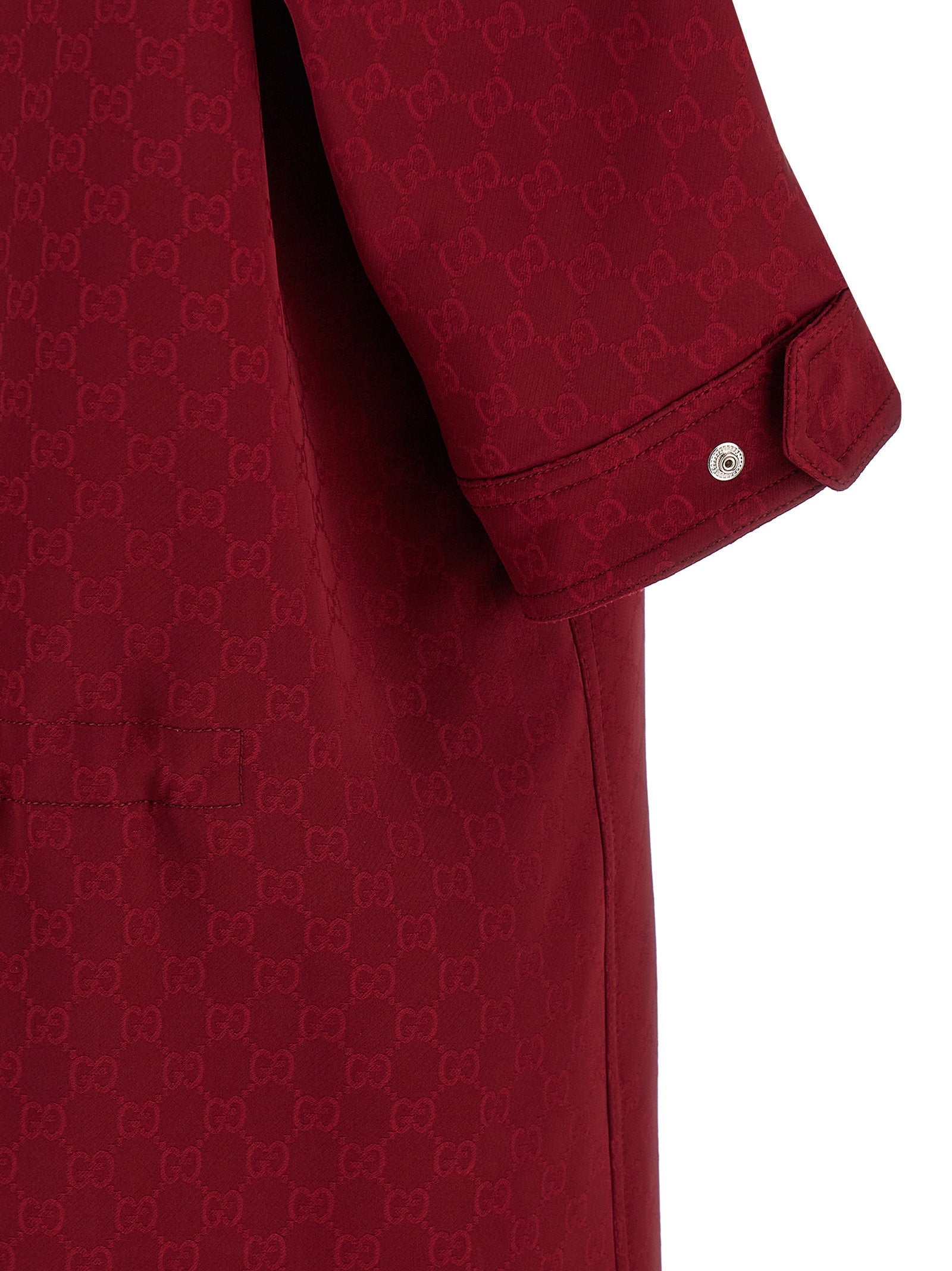 Gucci GG Jacquard Coat — Burgundy