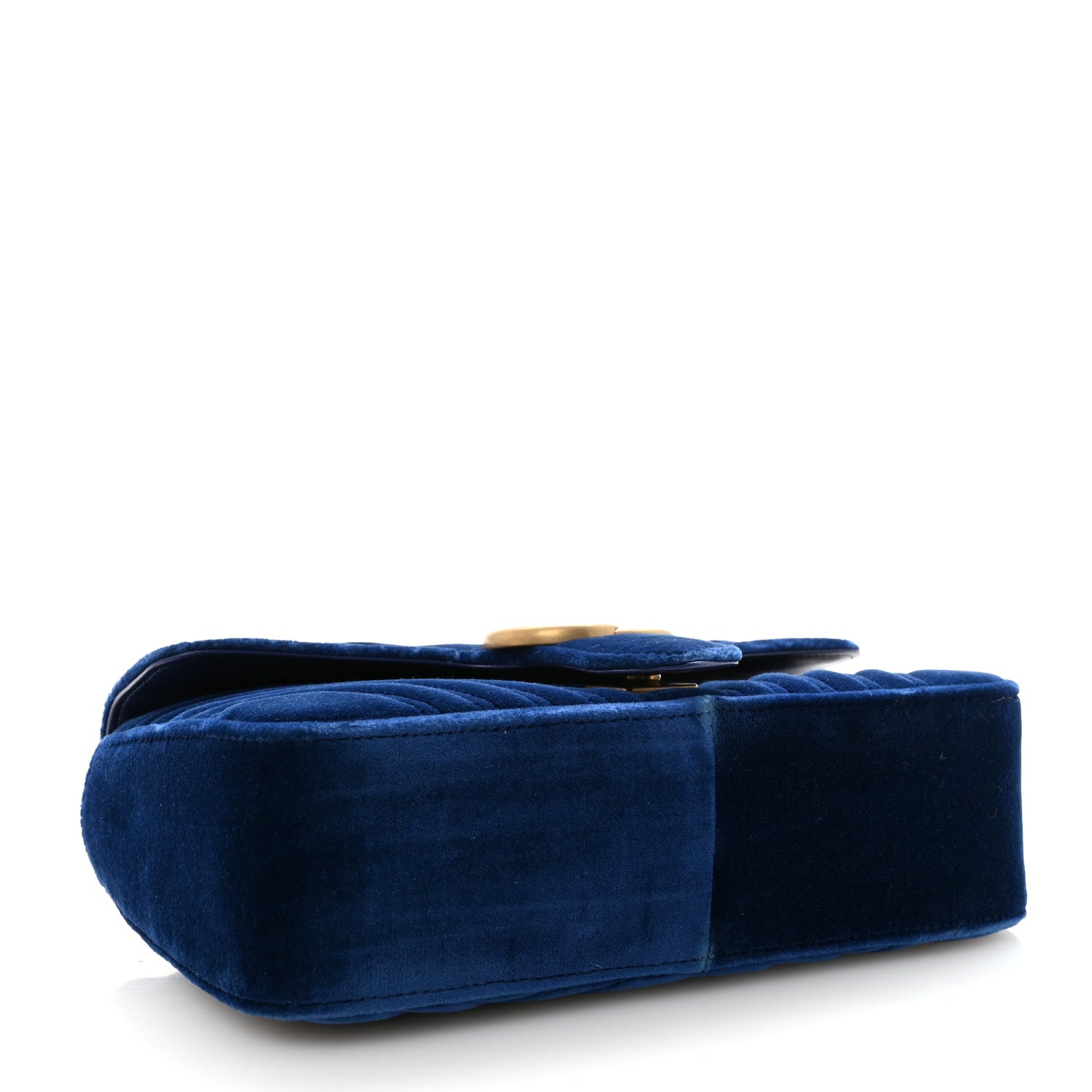 Velvet Matelasse Small GG Marmont Shoulder Bag Cobalt Blue