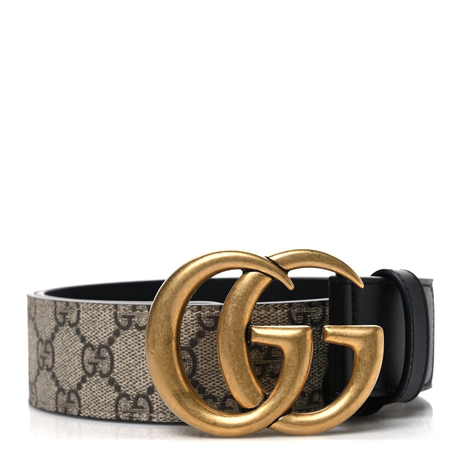GG Supreme Monogram Matte Plutone Calfskin Double G 40mm Belt 75 30 Beige Ebony Black