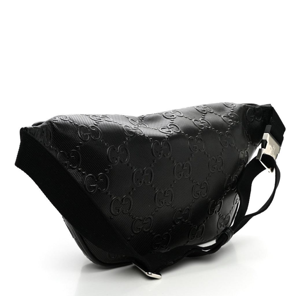 Calfskin GG Tennis Embossed Pocket Belt Bag Black