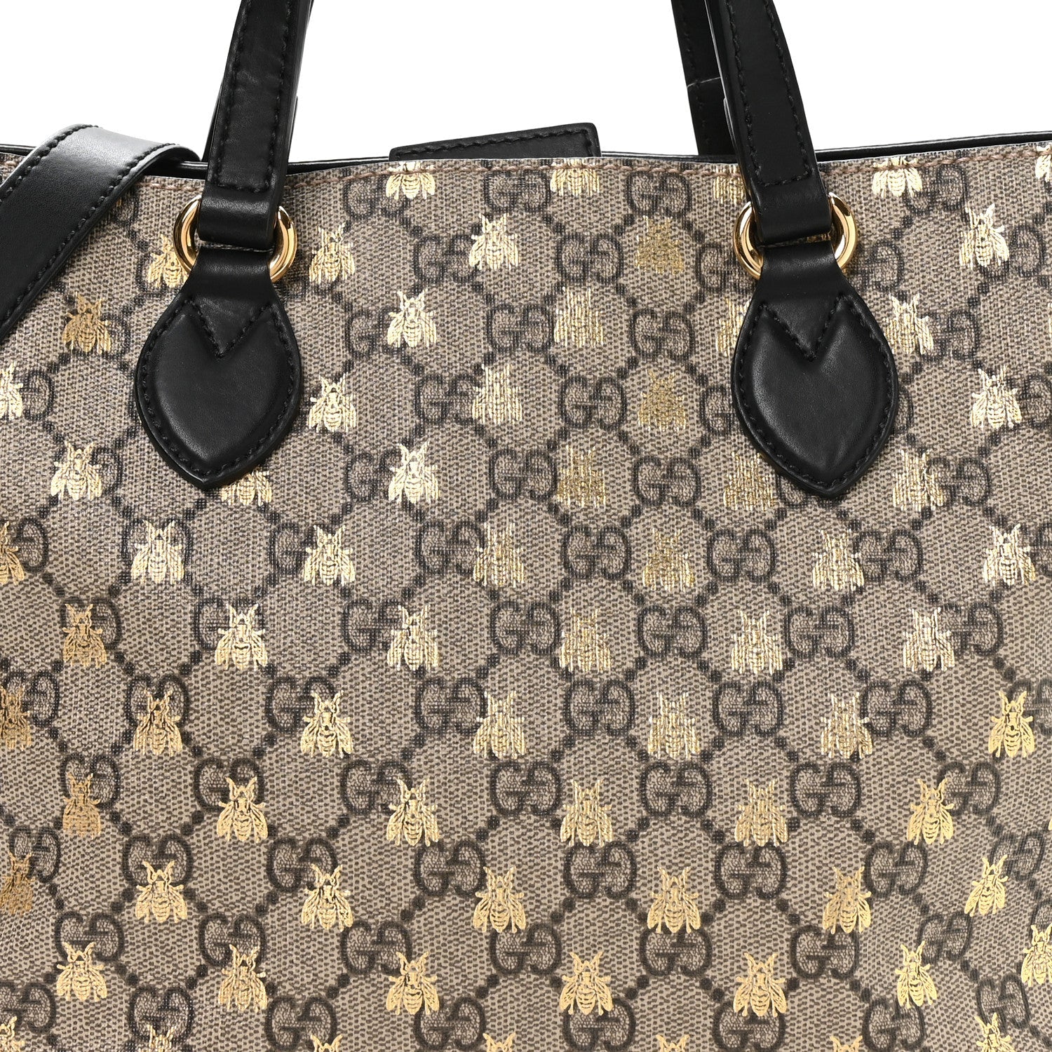 Soft GG Supreme Monogram Bees Small Crossbody Tote Beige Oro Black