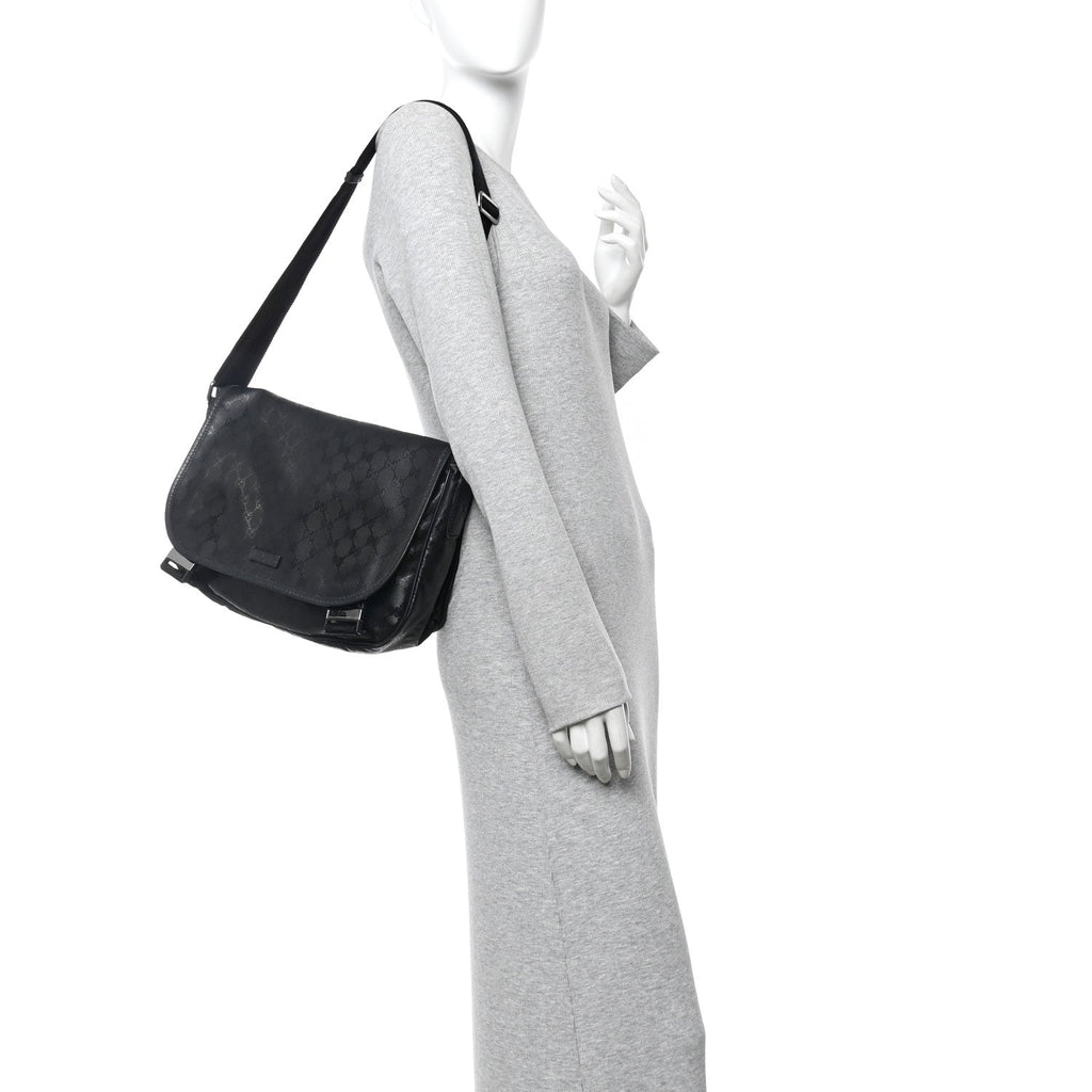 Imprime Monogram Medium Double Buckle Flap Messenger Bag Black