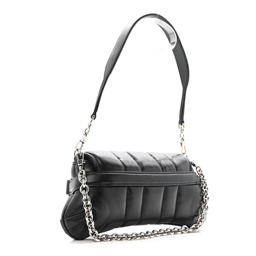 Nappa Vertical Matelasse Small Maxi Horsebit Chain Shoulder Bag Black