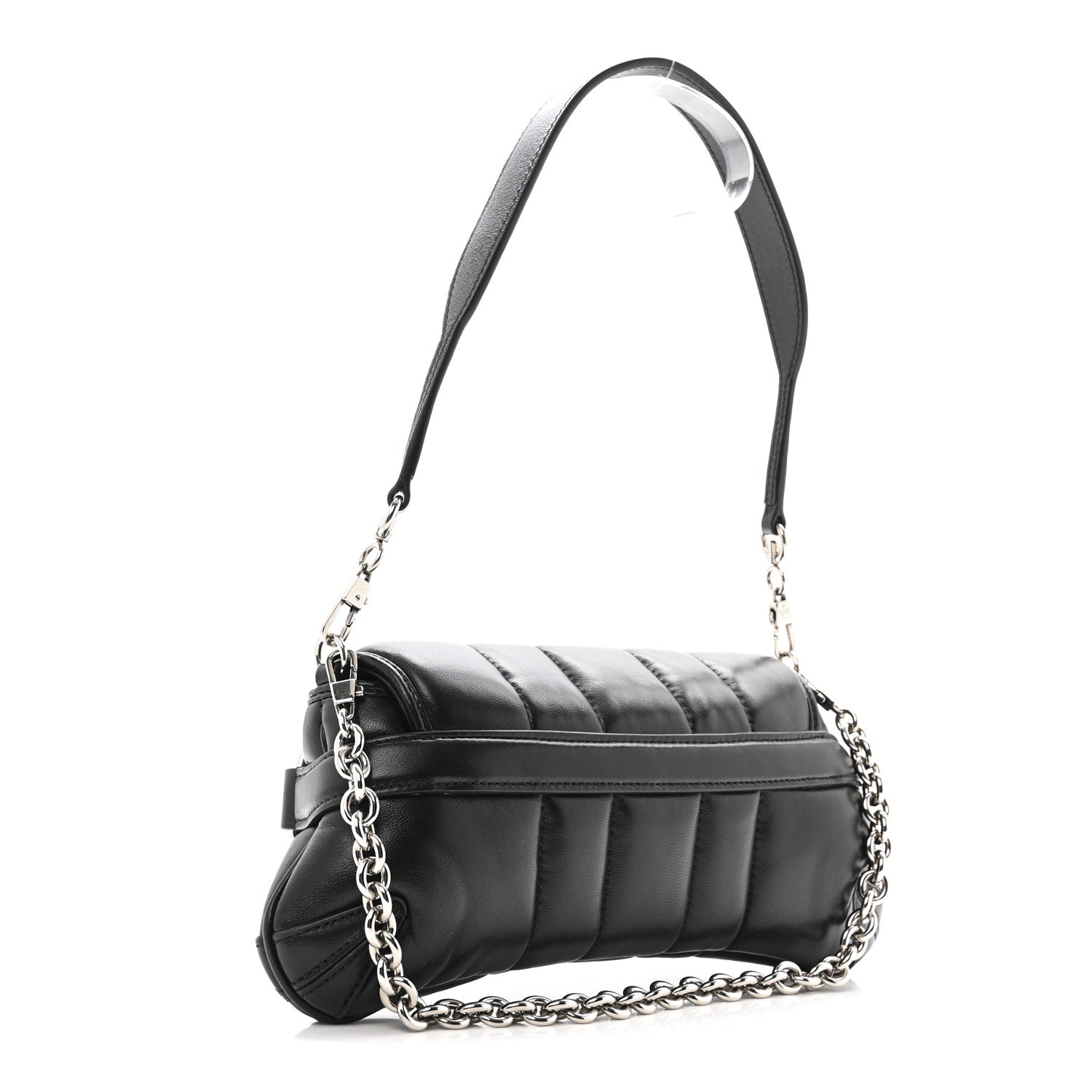 Nappa Vertical Matelasse Small Maxi Horsebit Chain Shoulder Bag Black