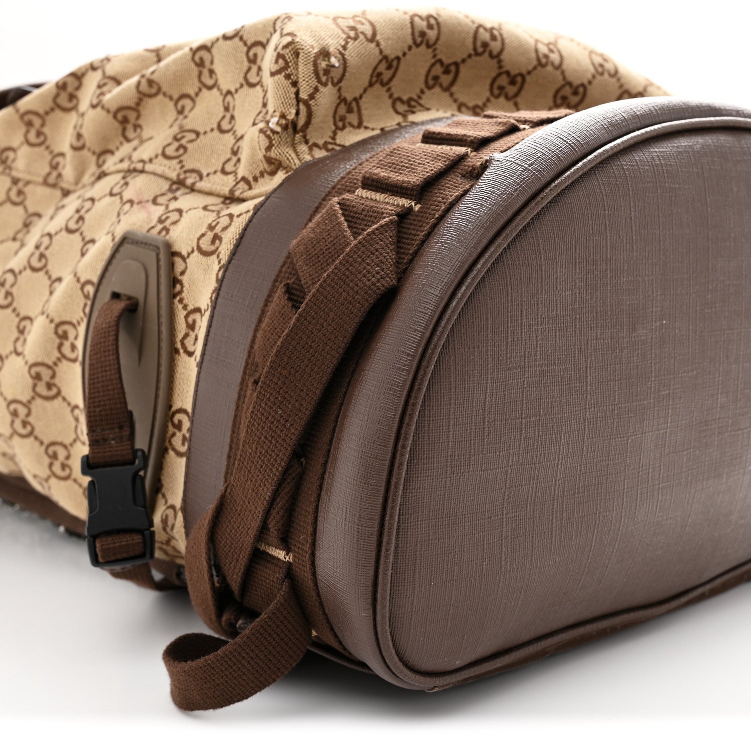 Monogram Script Logo Large Double Pocket Backpack Beige Ebony Multicolor