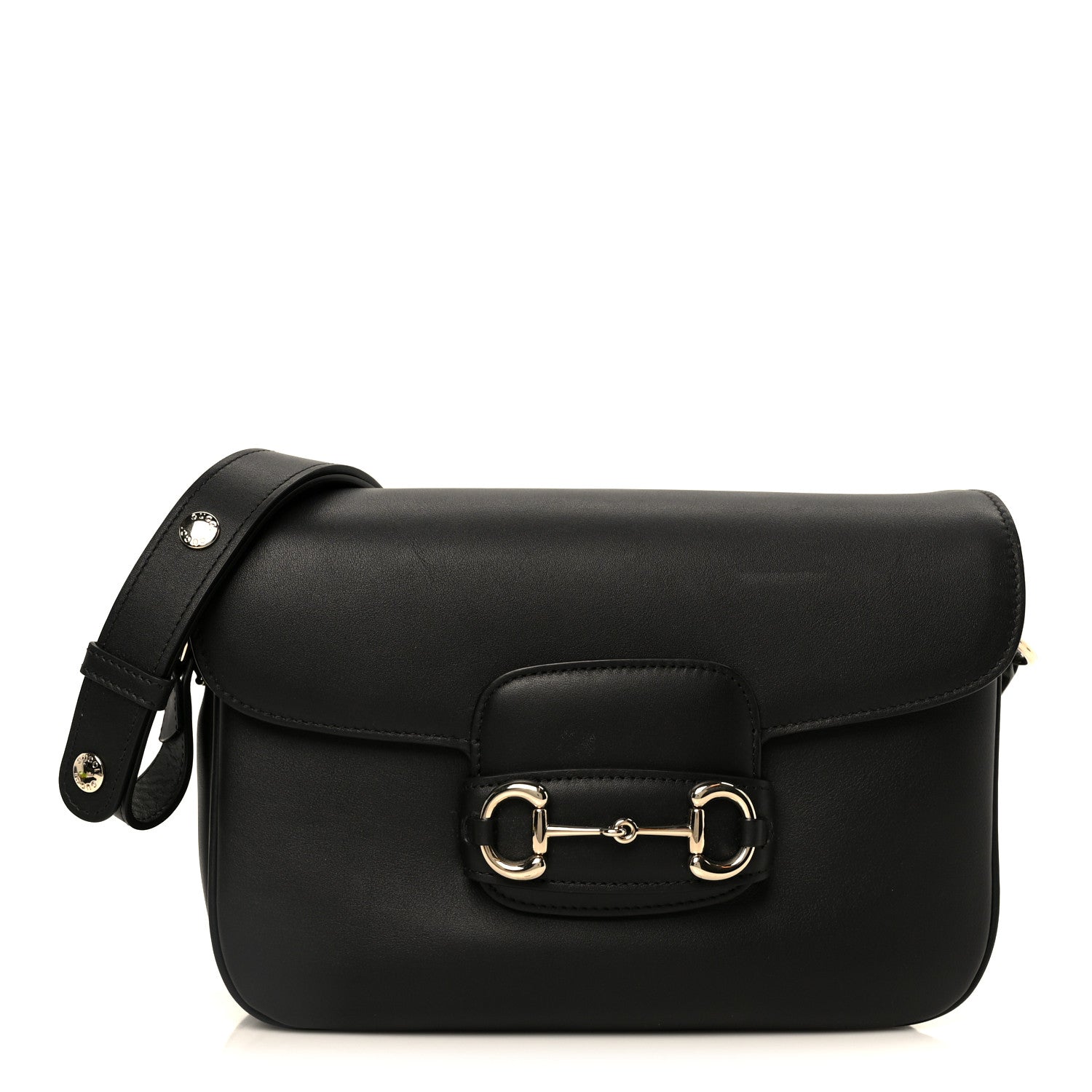 Arabella Calfskin Horsebit 1955 Soft Small Shoulder Bag Black