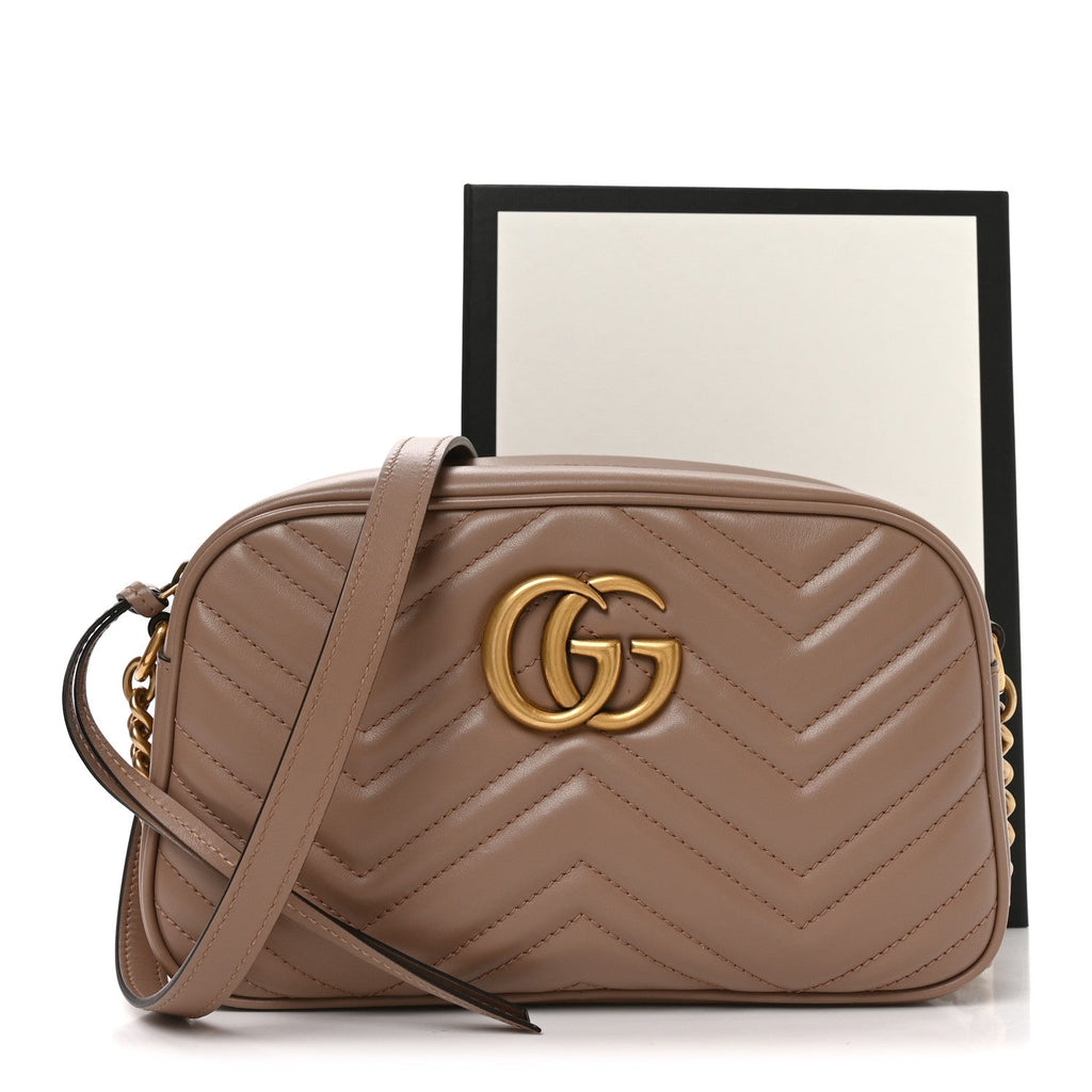 Calfskin Matelasse Small GG Marmont Chain Shoulder Bag Porcelain Rose