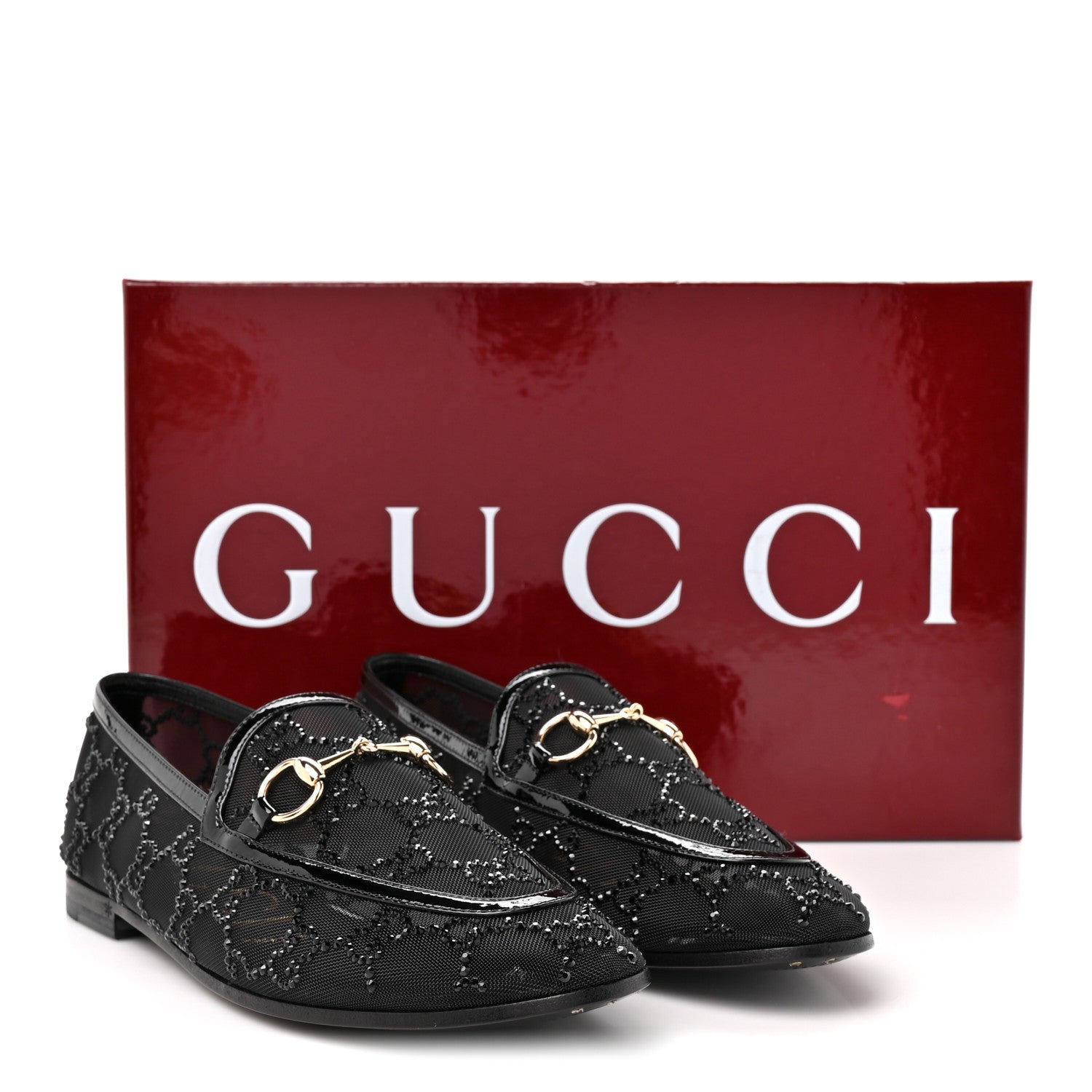 Tela Retino Kid Scamosciato Crystal GG Monogram Jordaan Loafer 35.5 Black