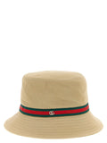 Gucci Web Tape Grosgrain Bucket Hat — Beige