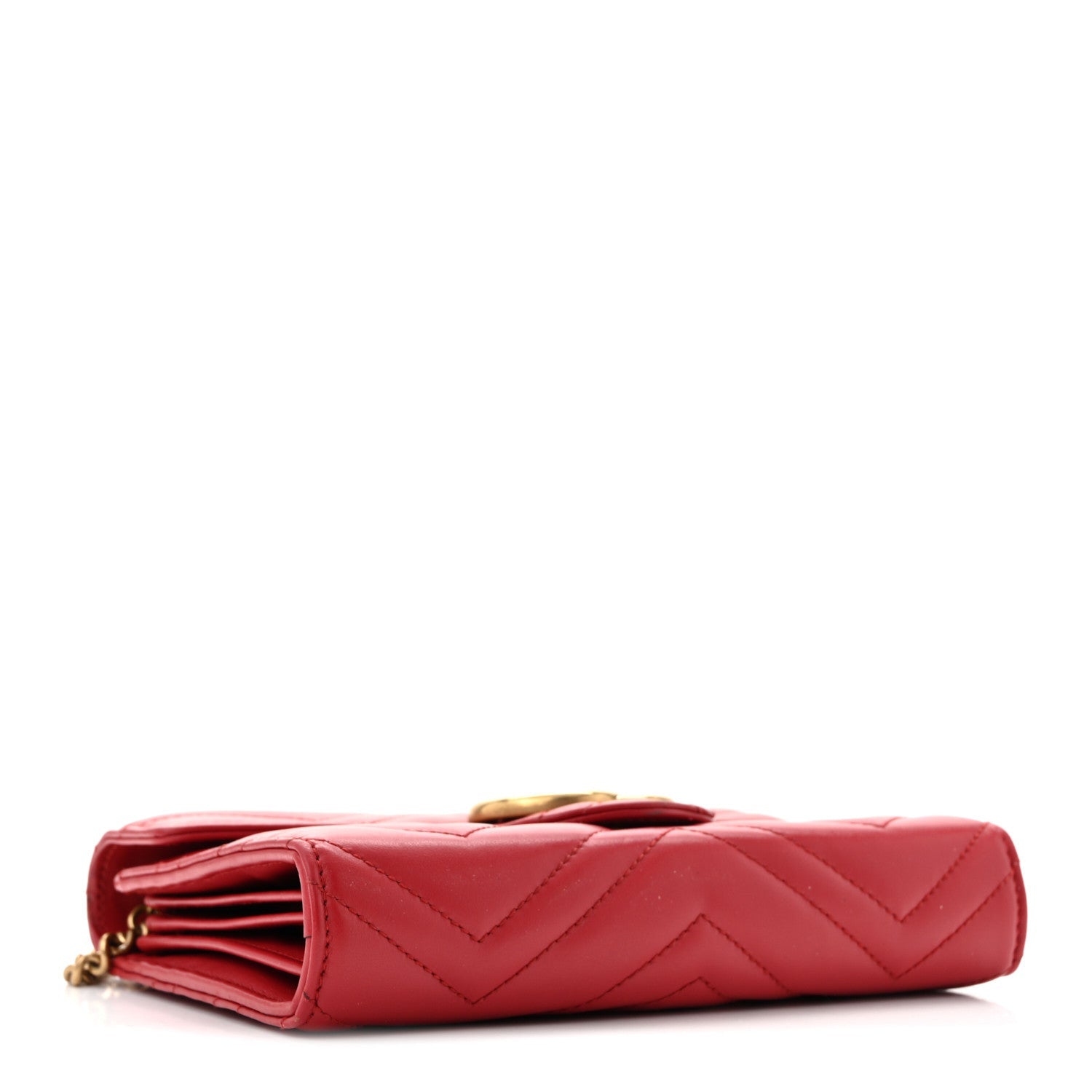 Calfskin Matelasse GG Marmont Chain Wallet Hibiscus Red