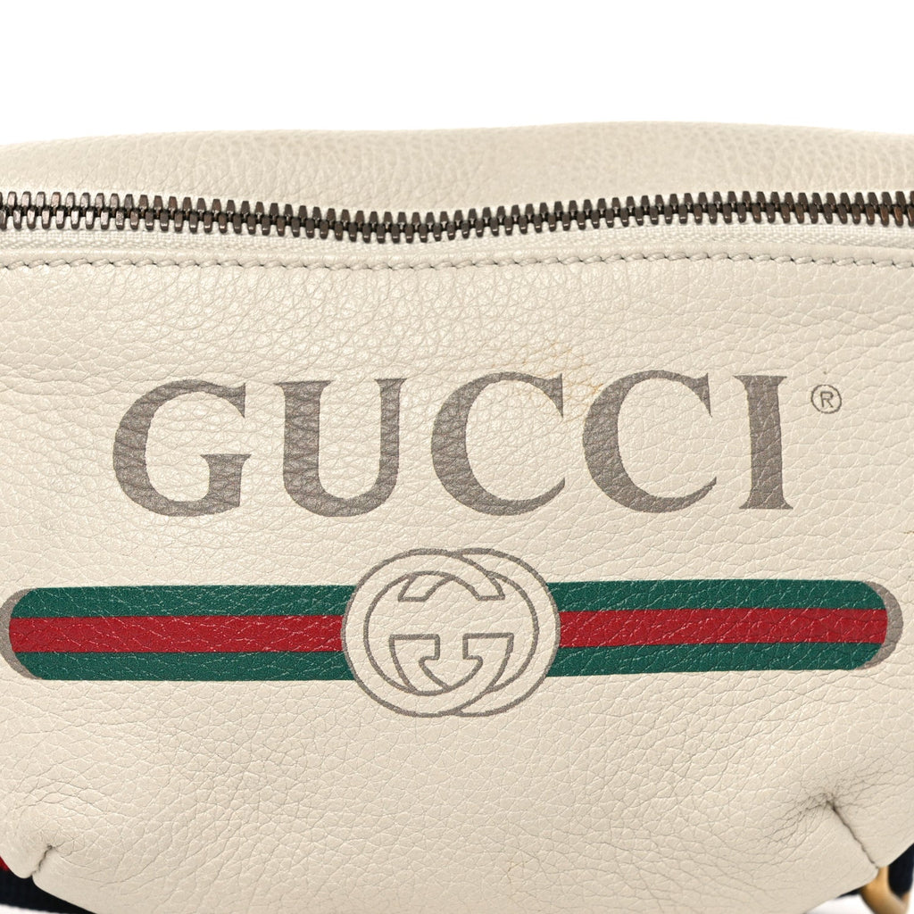 Grained Calfskin Small Logo Belt Bag White