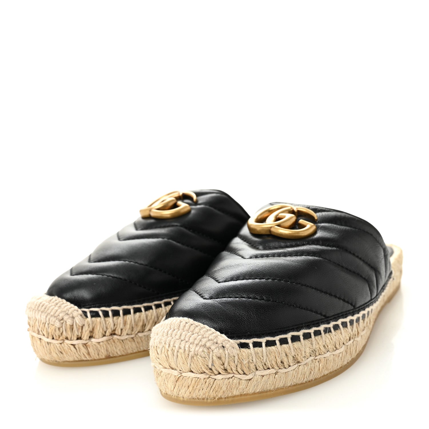 Nappa Matelasse GG Marmont Espadrille Slippers 36 Black