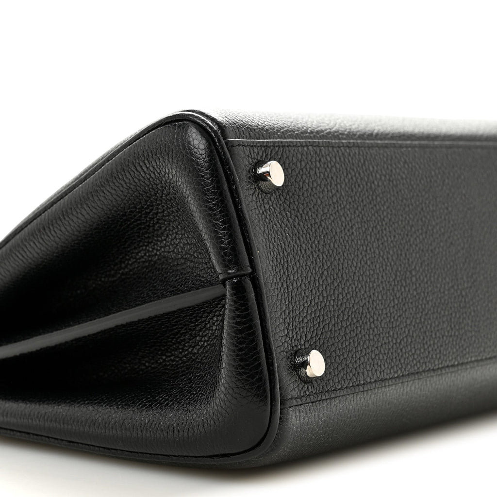 Grainy Calfskin Small Zumi Top Handle Bag Black