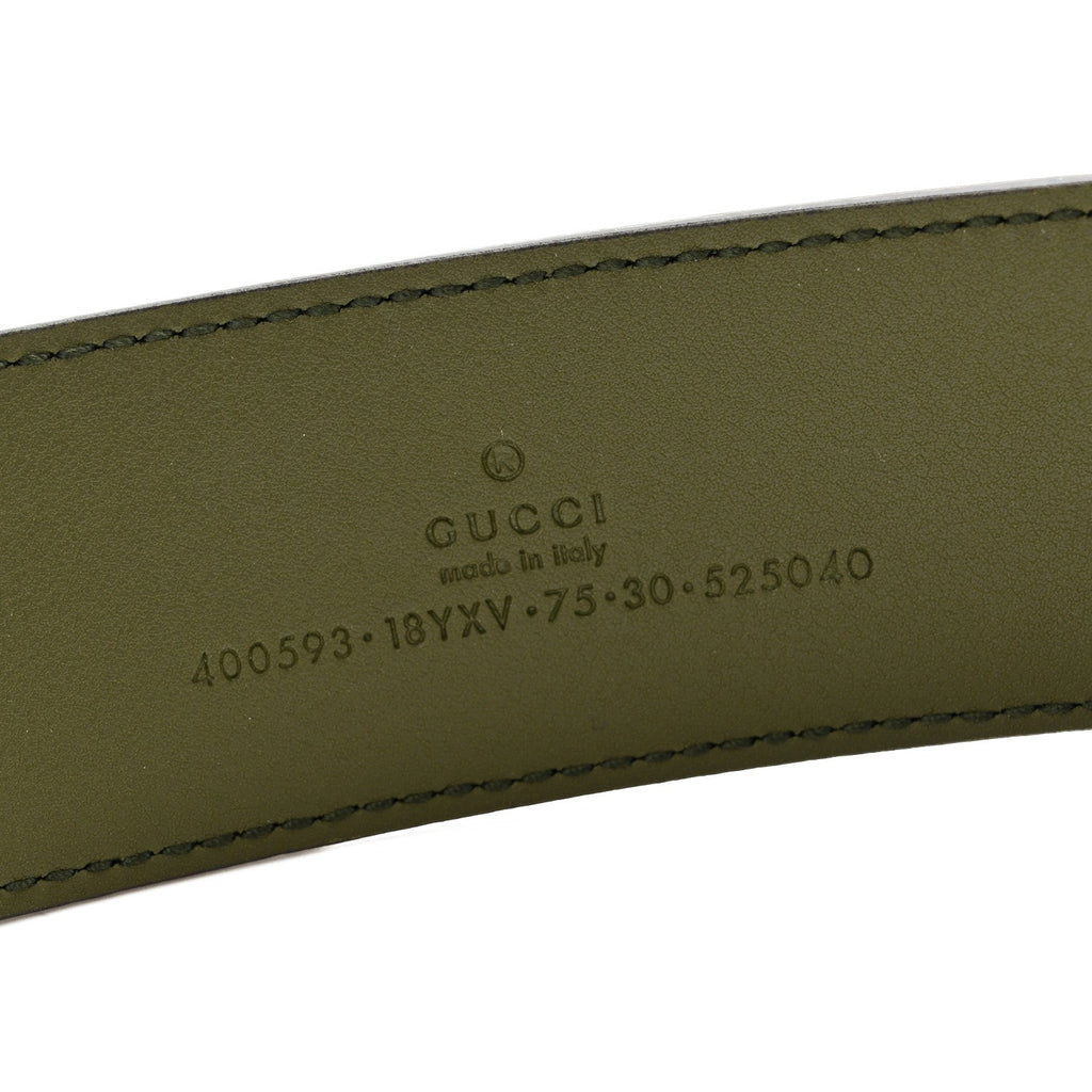 Azalea Calfskin Enamel Monochrome Double G 40mm Belt 75 30 Military Wood