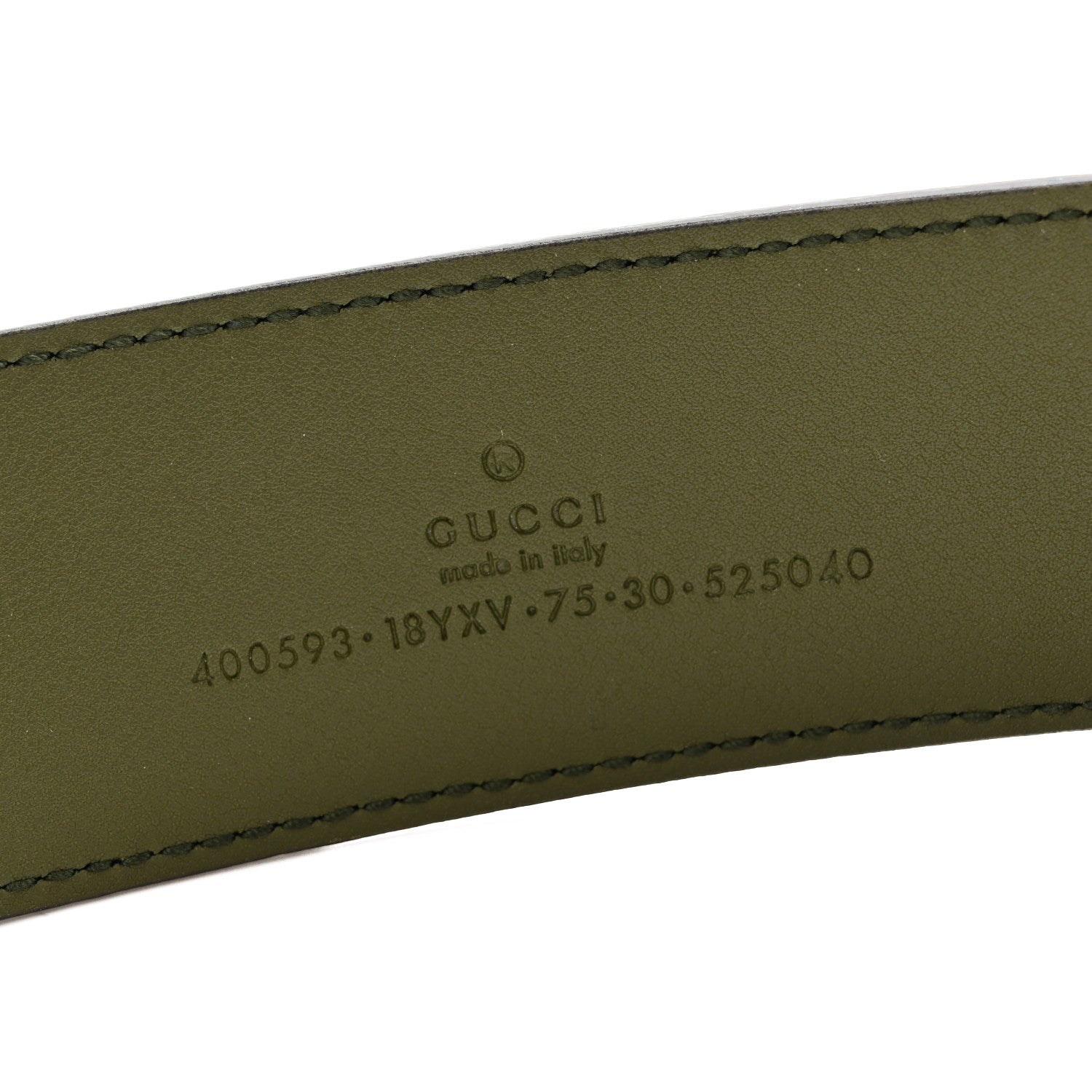 Azalea Calfskin Enamel Monochrome Double G 40mm Belt 75 30 Military Wood