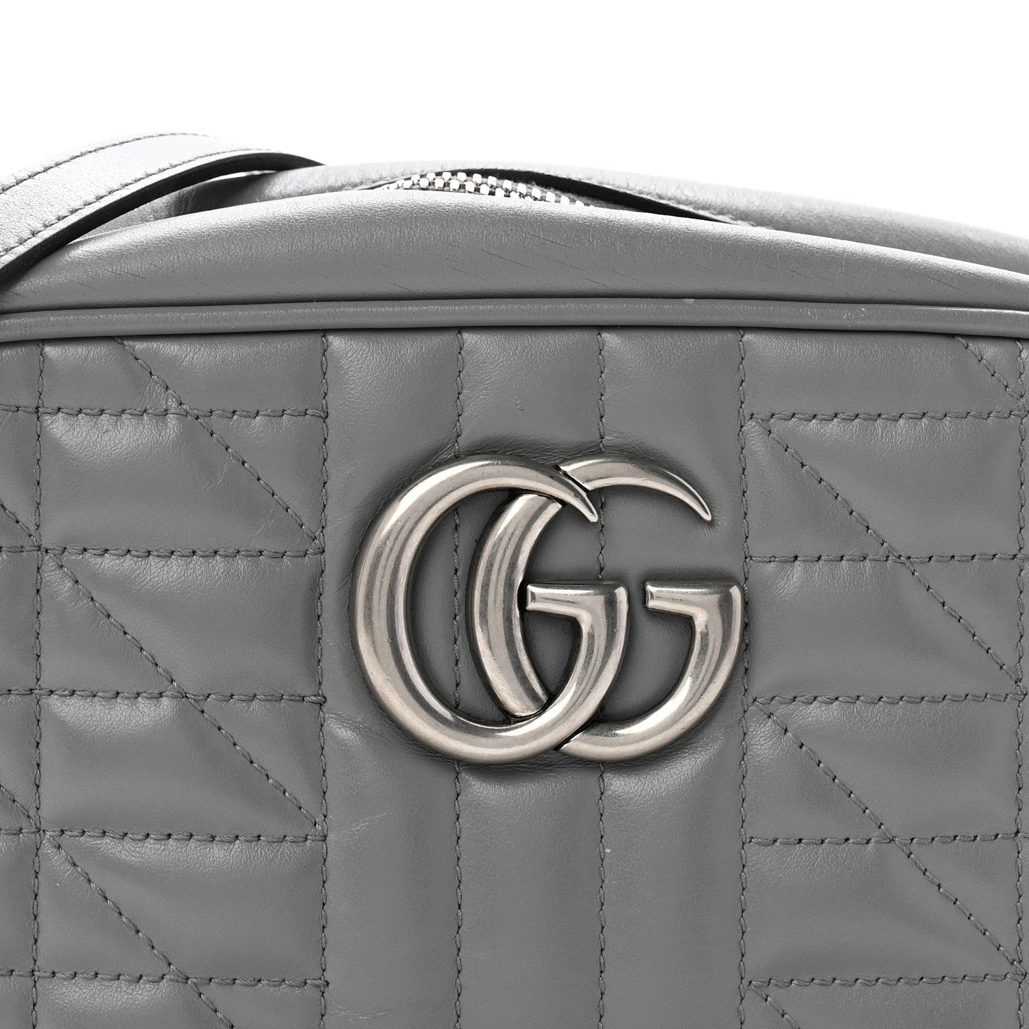 Calfskin Matelasse Aria Small GG Marmont Chain Shoulder Bag Deep Grey