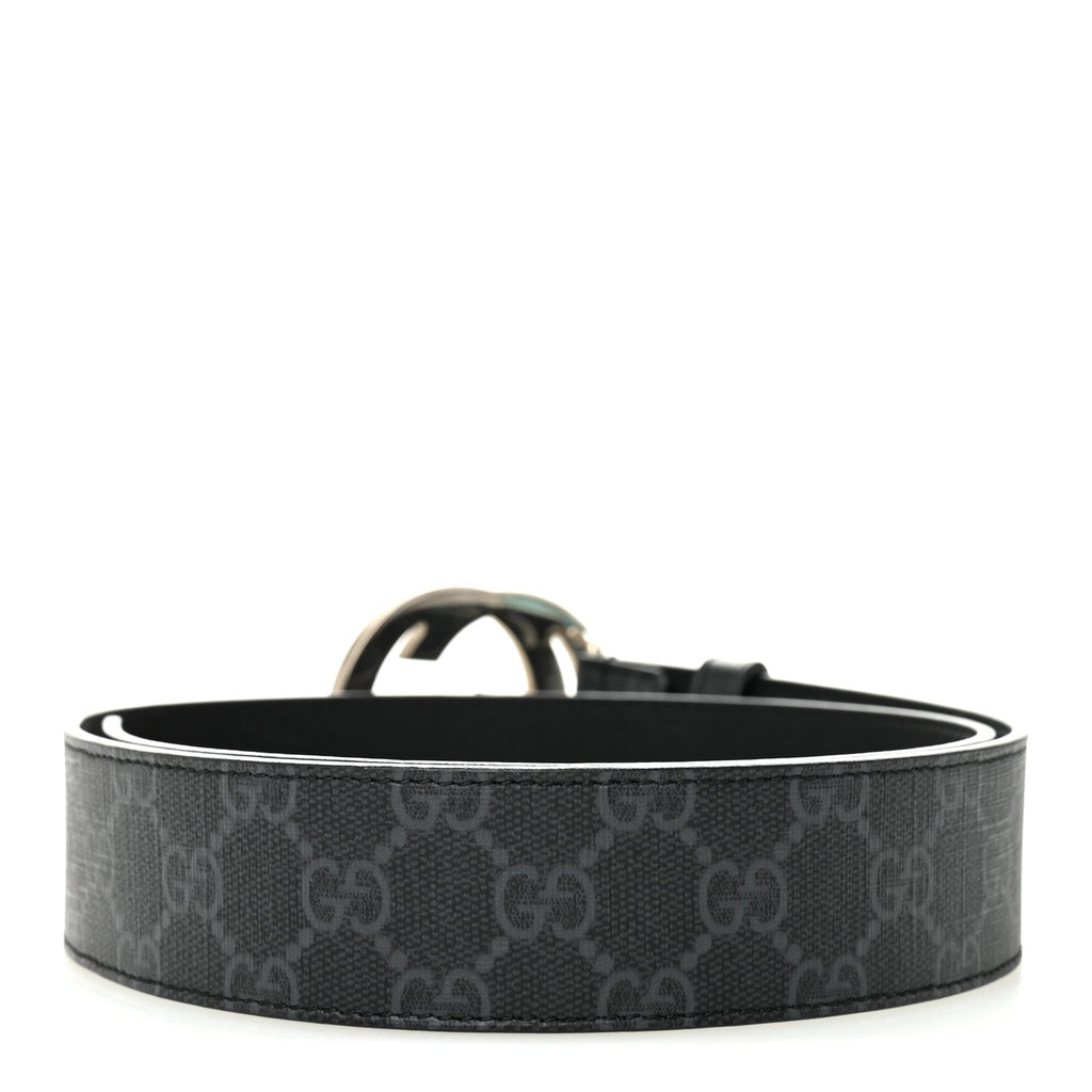 GG Supreme Monogram Selleria Calfskin Interlocking G 40mm Belt 80 32 Black Grey