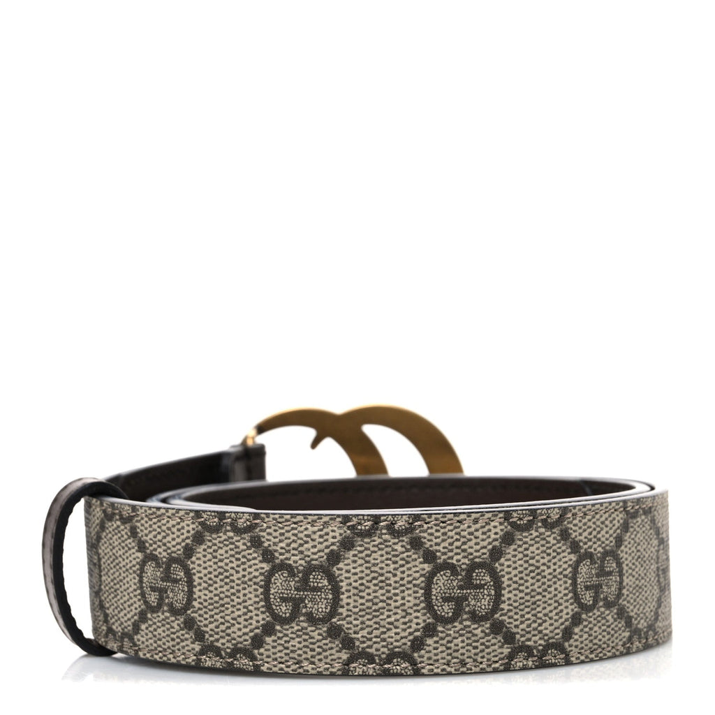GG Supreme Monogram Matte Plutone Calfskin Double G 30mm Belt 70 28 Beige Ebony New Acero