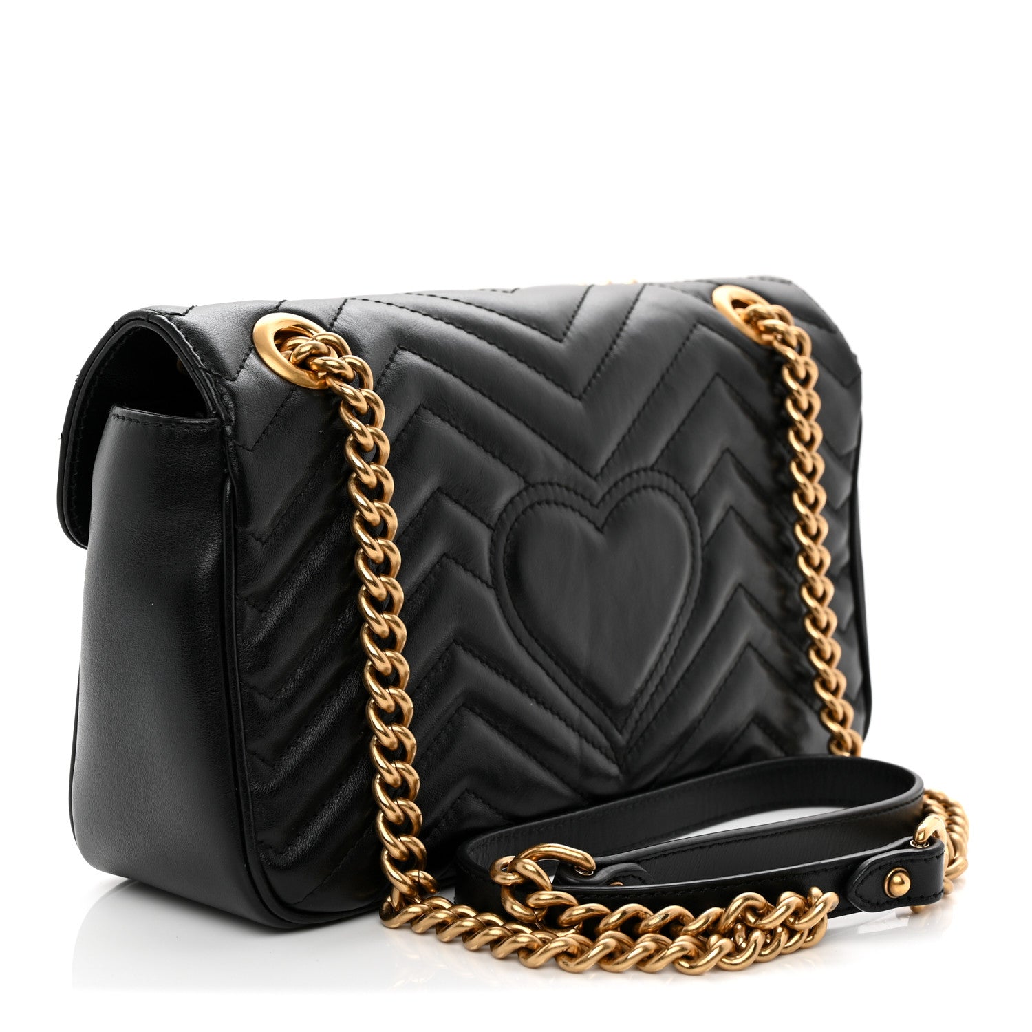 Calfskin Matelasse Small GG Marmont Shoulder Bag Black