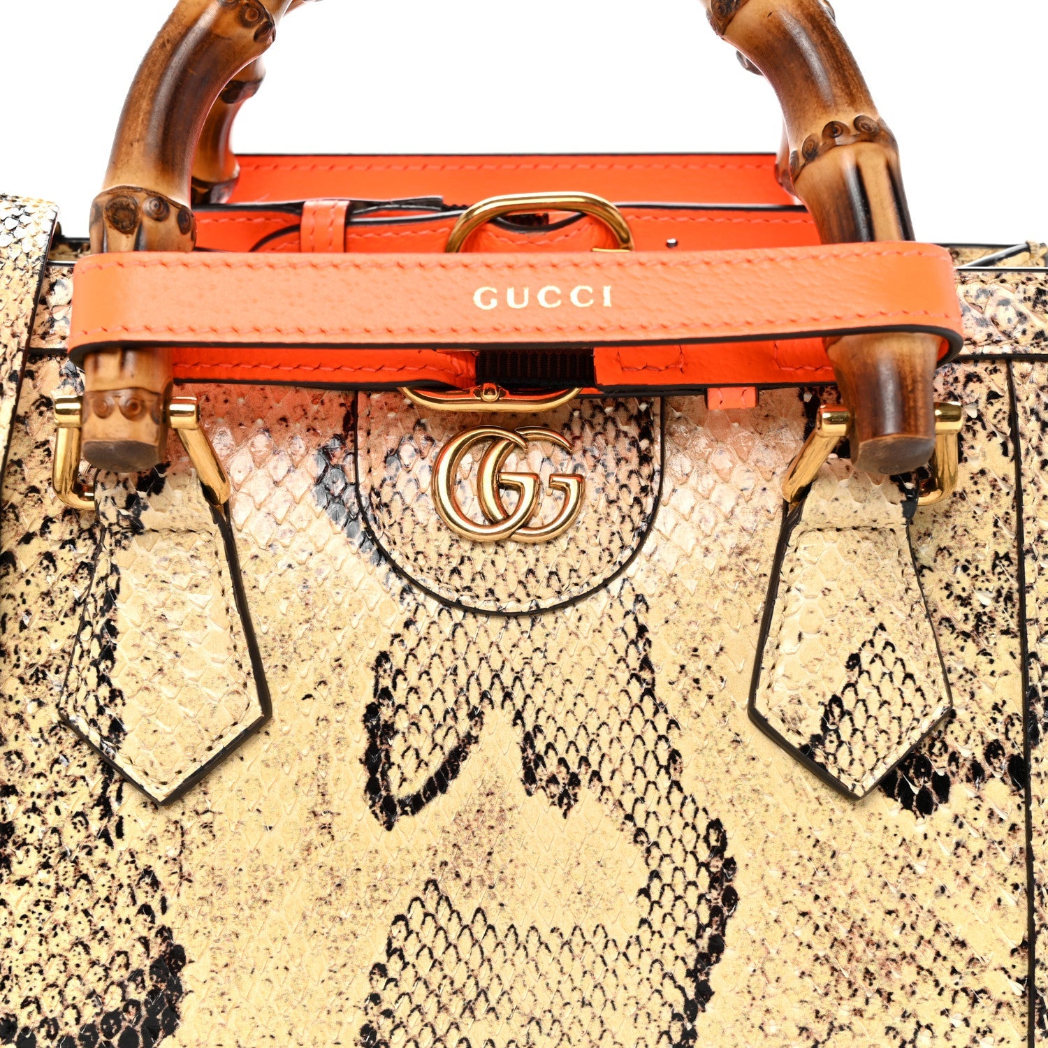 Snakeskin Mini Diana Tote Bag Beige