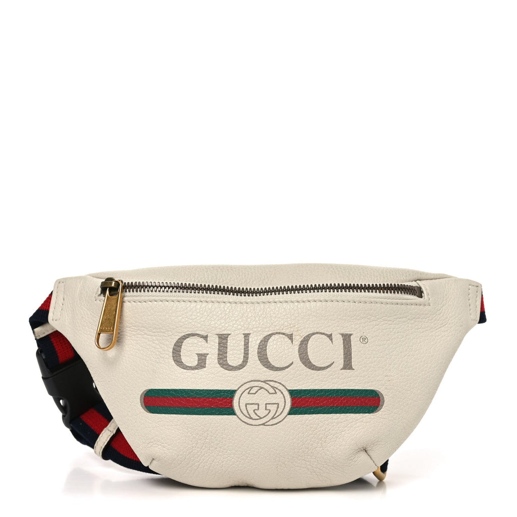 Grained Calfskin Small Logo Belt Bag White