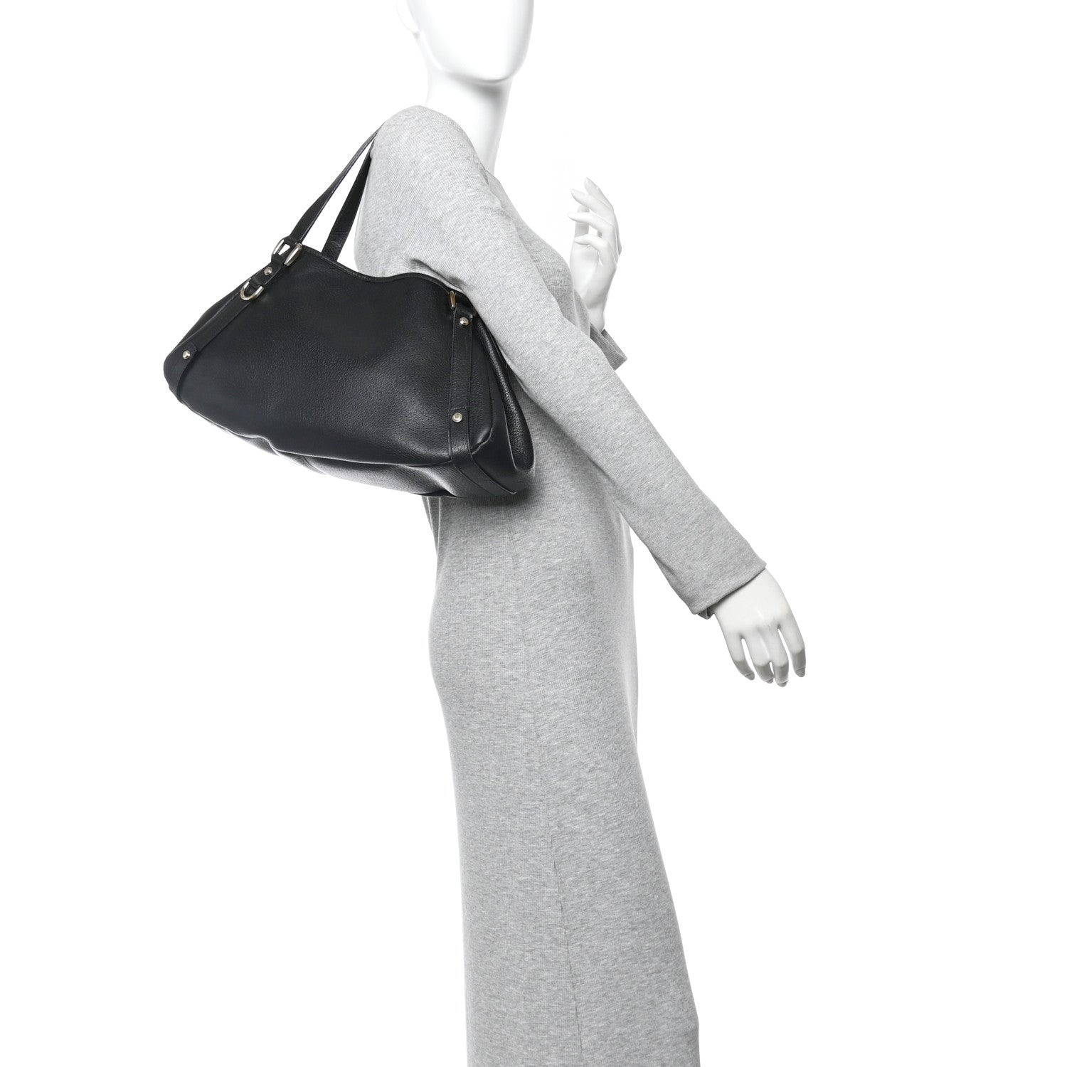 Calfskin Medium Abbey Shoulder Bag Black