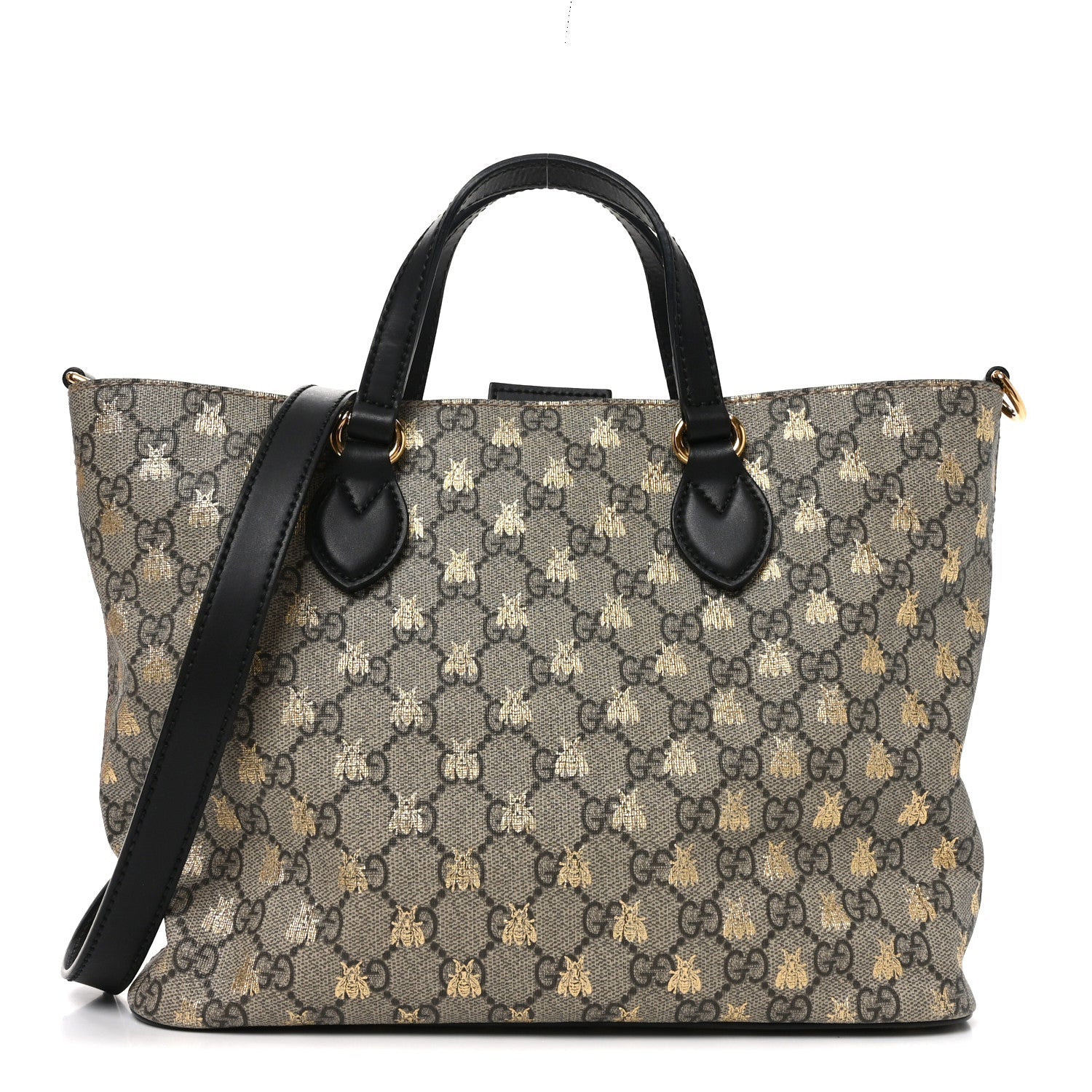 Soft GG Supreme Monogram Bees Small Crossbody Tote Beige Oro Black